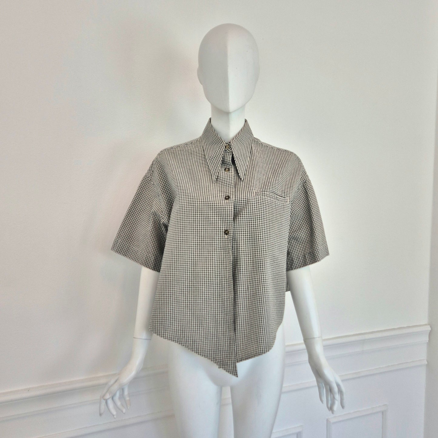 Romeo Gigli | Camicetta cotone vichy bianco nero