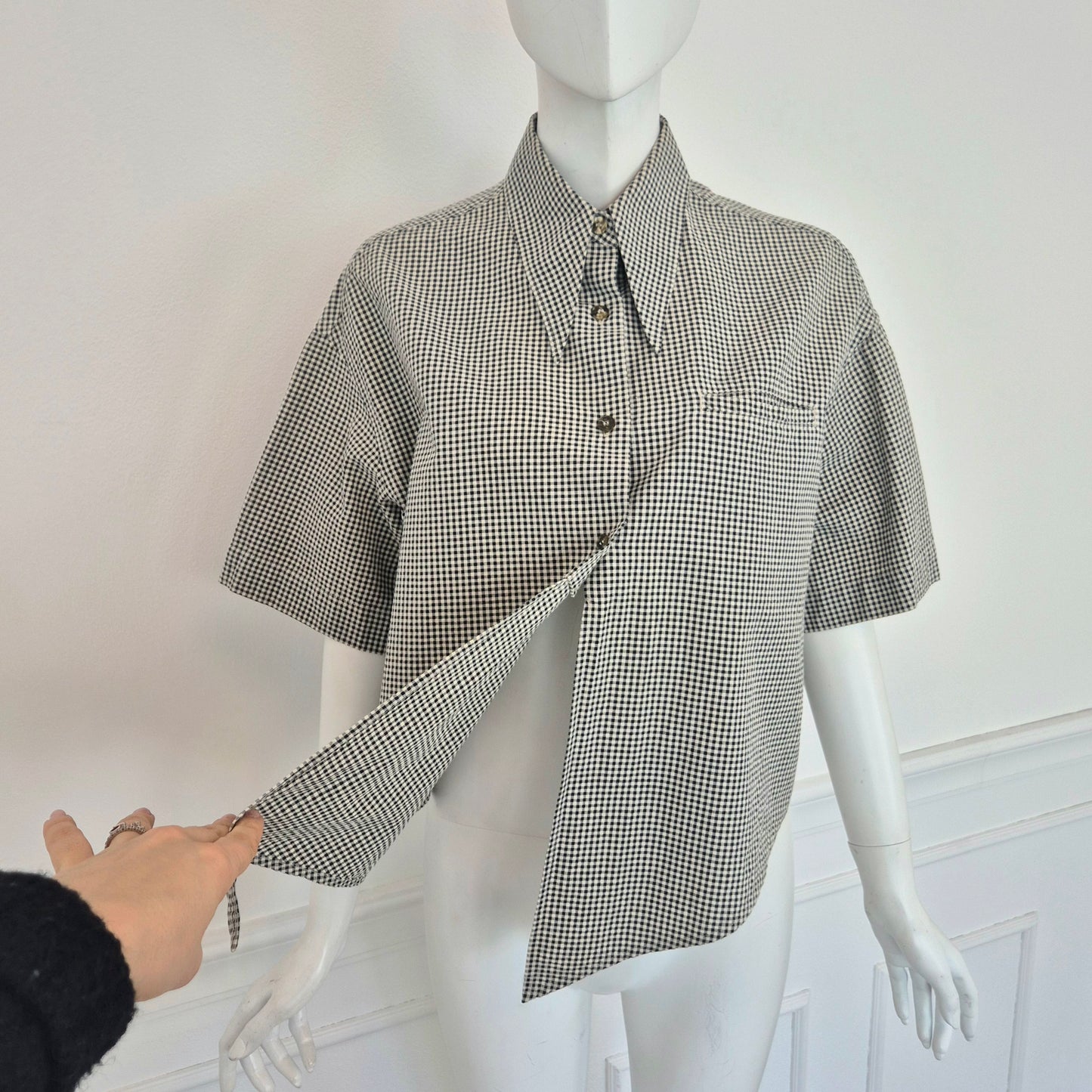 Romeo Gigli | Camicetta cotone vichy bianco nero