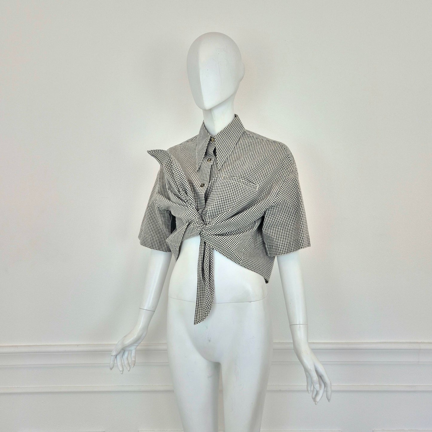 Romeo Gigli | Camicetta cotone vichy bianco nero