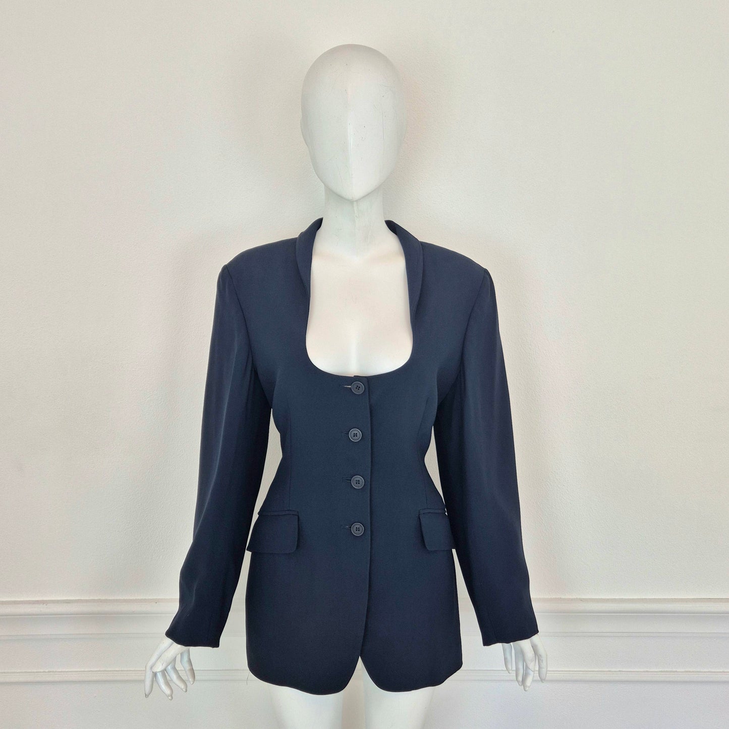 Romeo Gigli | Giacca blu scollo ampio 1996
