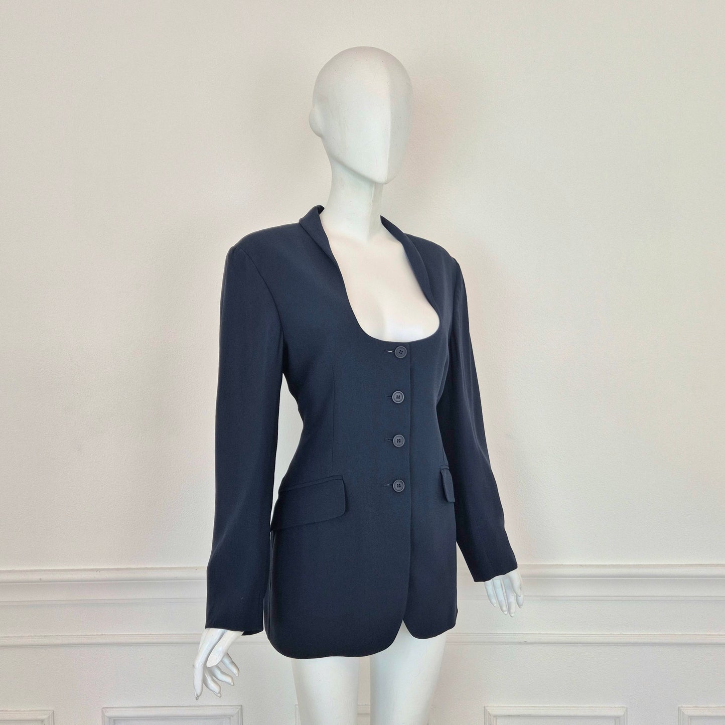Romeo Gigli | Giacca blu scollo ampio 1996