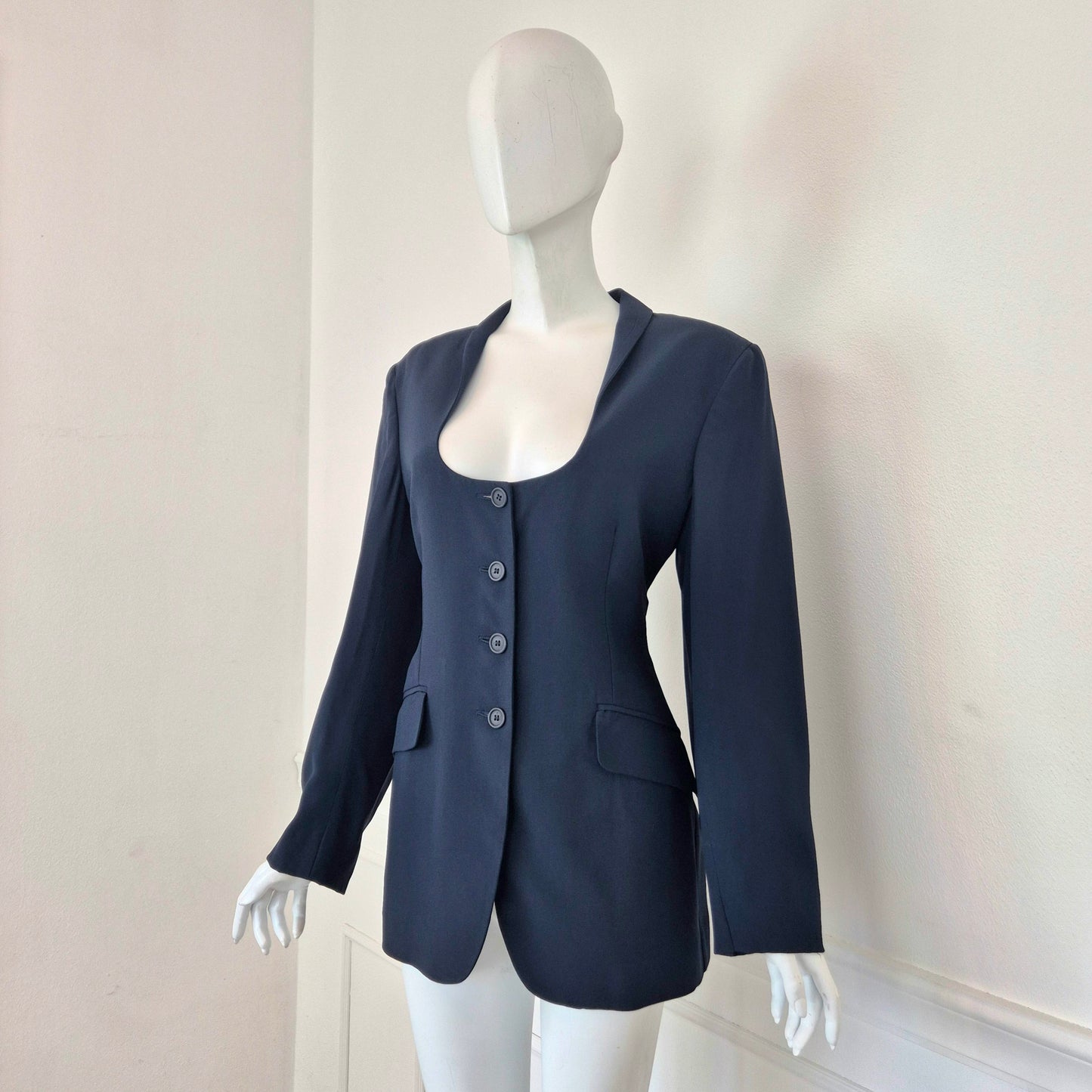 Romeo Gigli | Giacca blu scollo ampio 1996