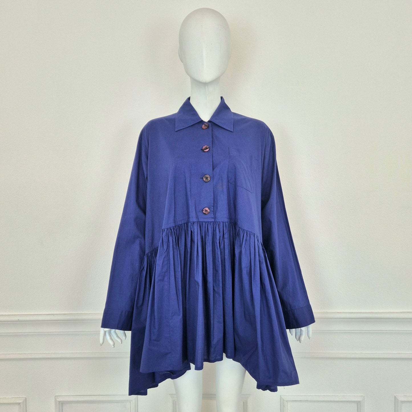 Romeo Gigli | Camicia indaco pieghe