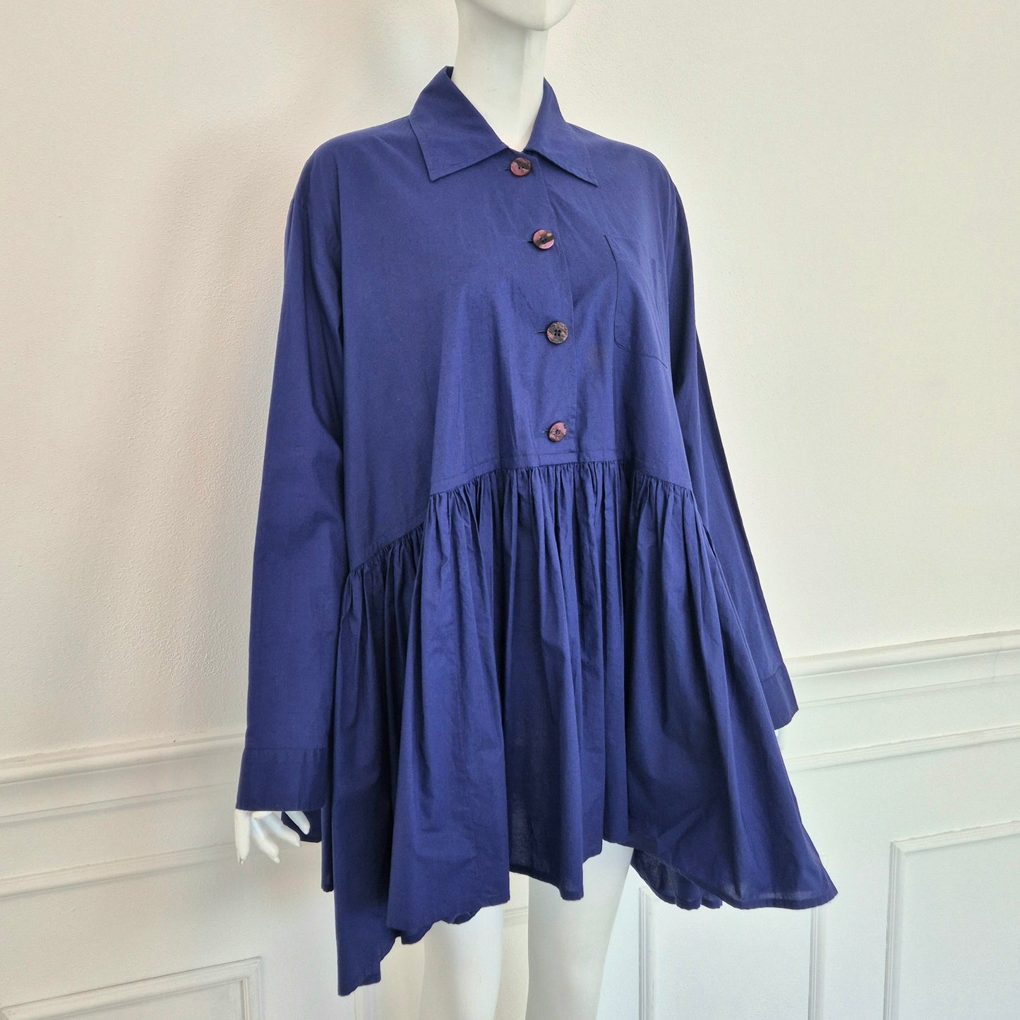 Romeo Gigli | Camicia indaco pieghe
