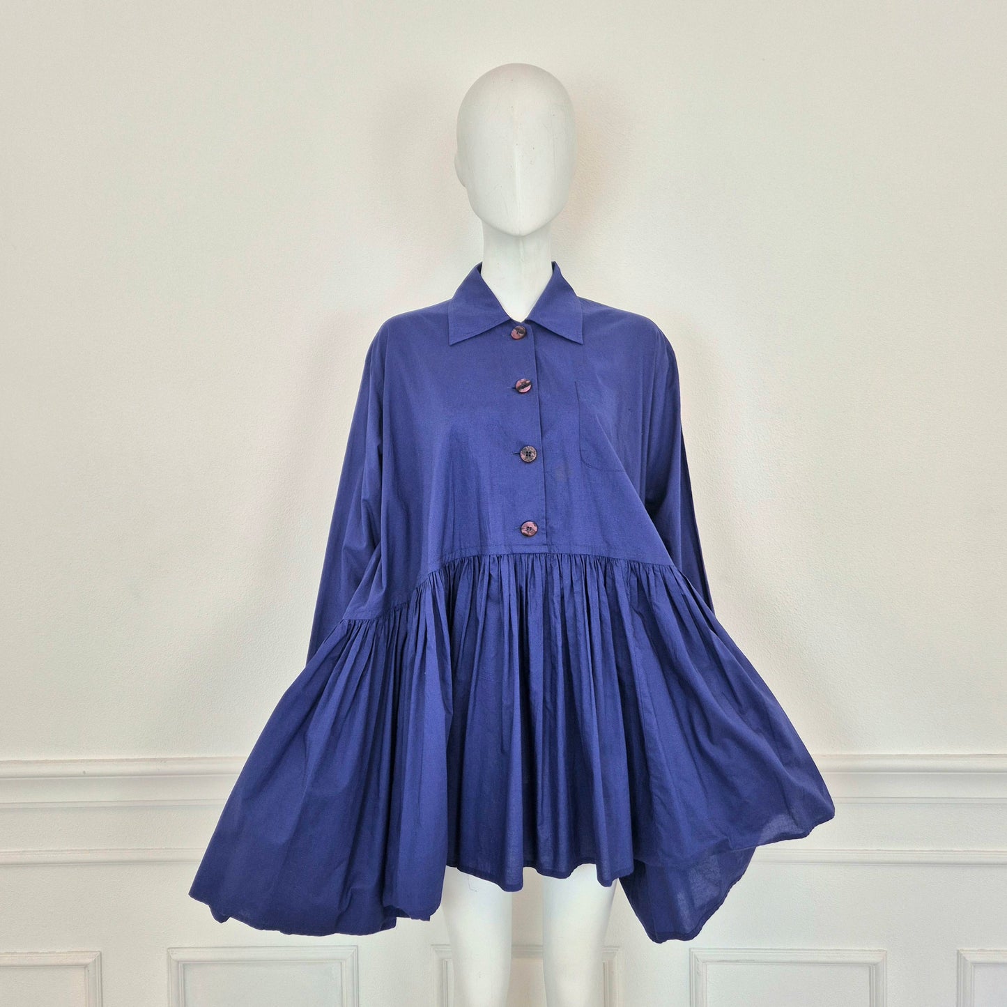 Romeo Gigli | Camicia indaco pieghe