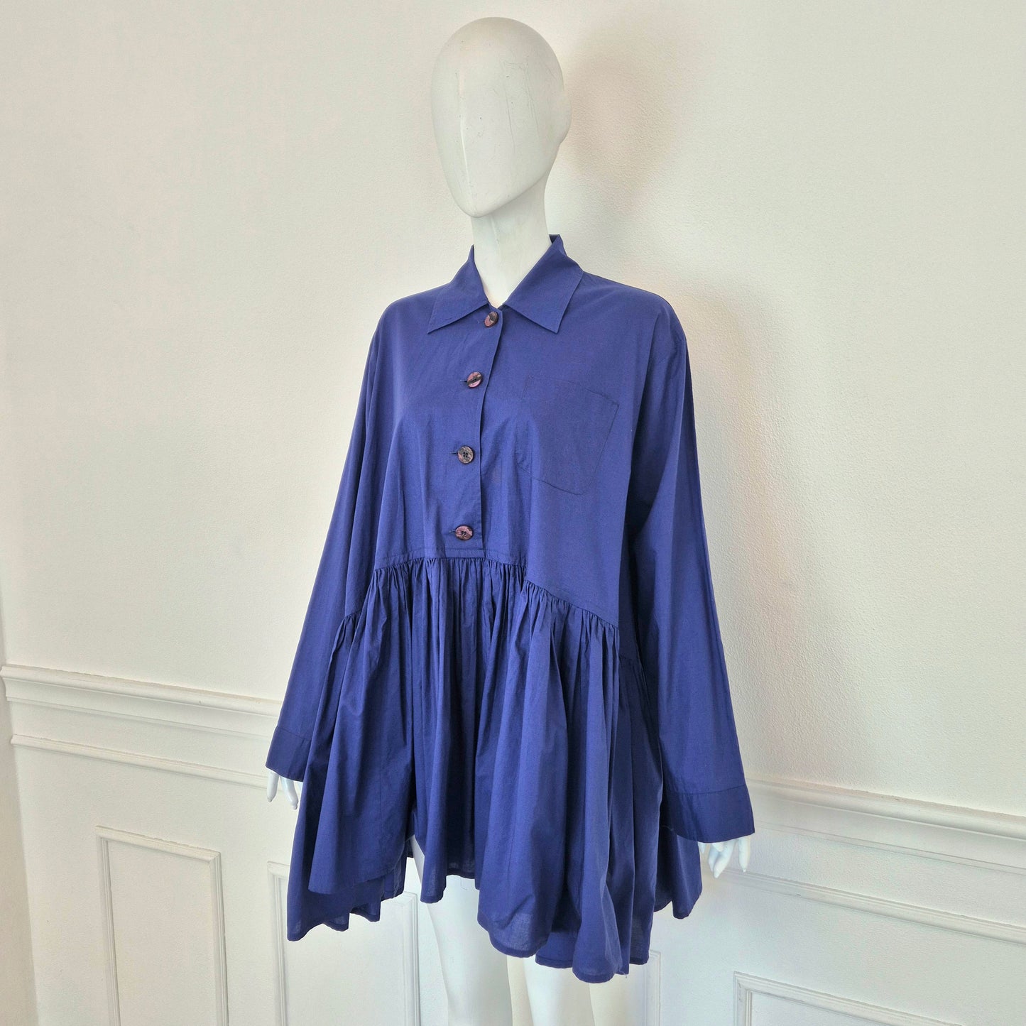 Romeo Gigli | Camicia indaco pieghe
