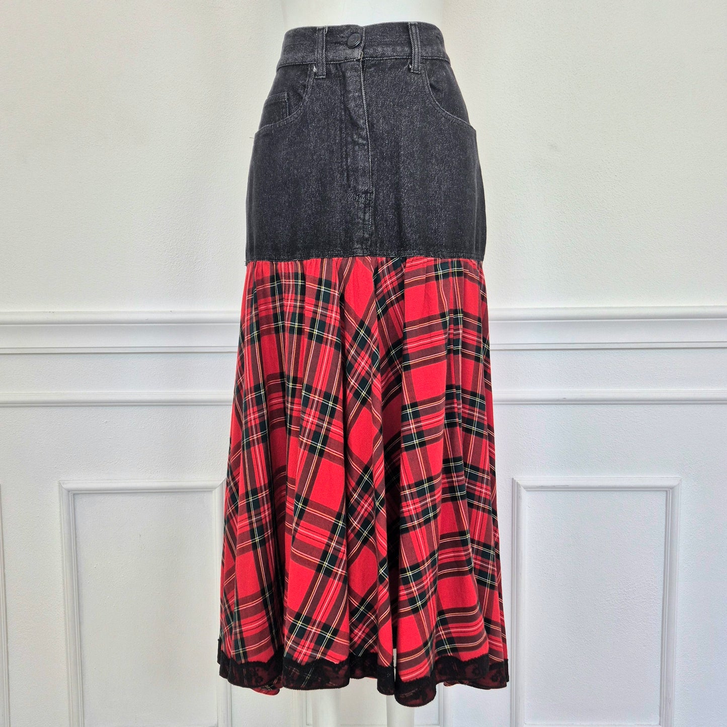 Moschino | Gonna lunga denim e tartan