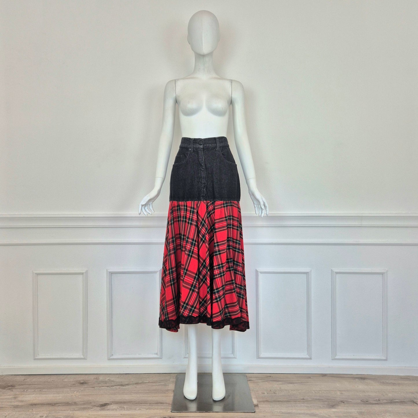 Moschino | Gonna lunga denim e tartan