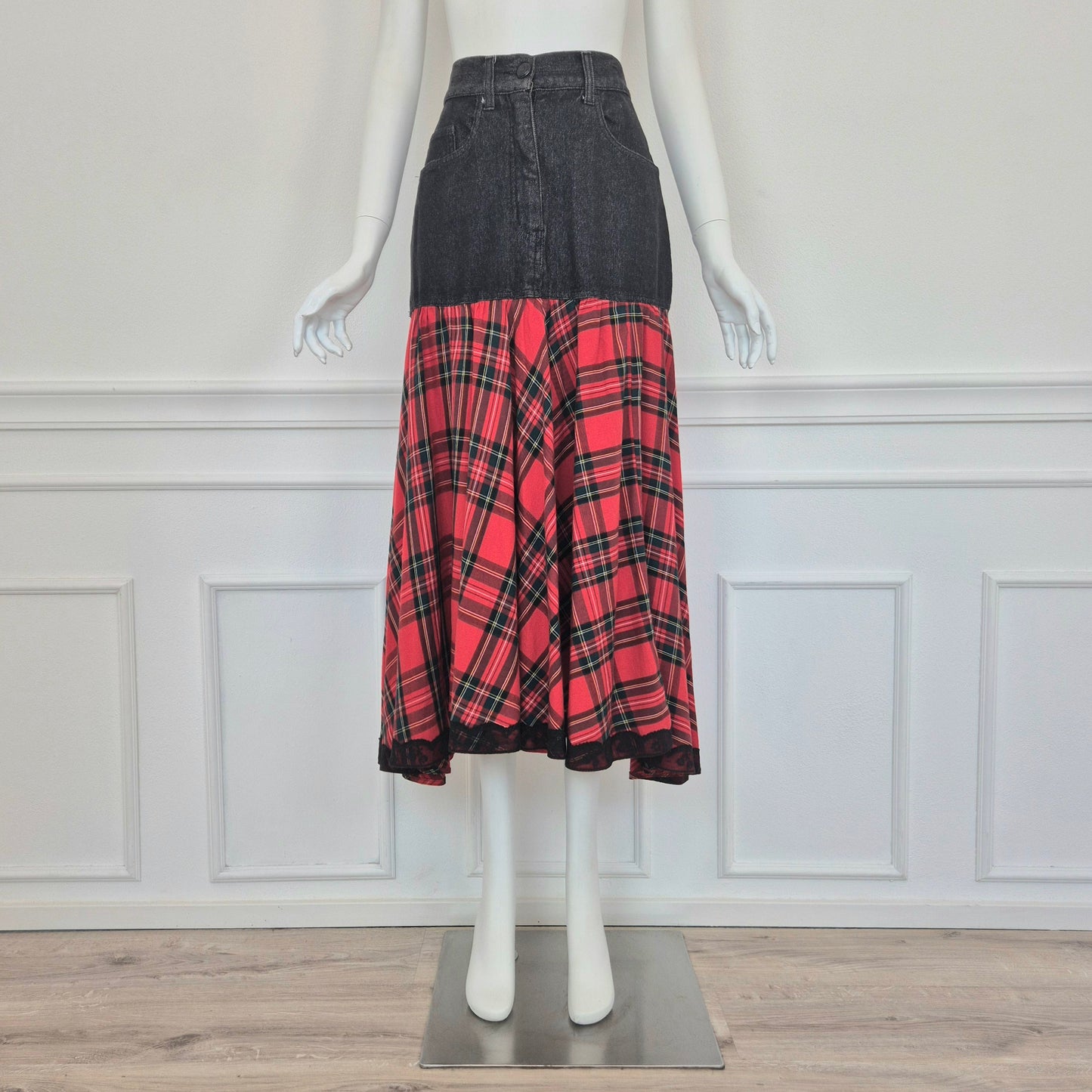 Moschino | Gonna lunga denim e tartan