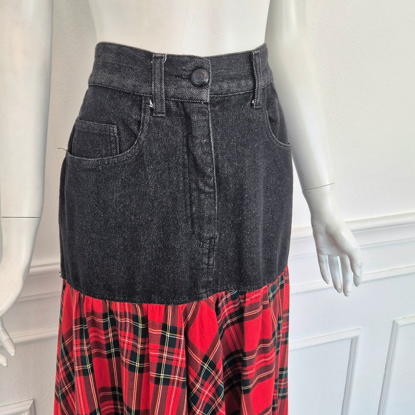 Moschino | Gonna lunga denim e tartan