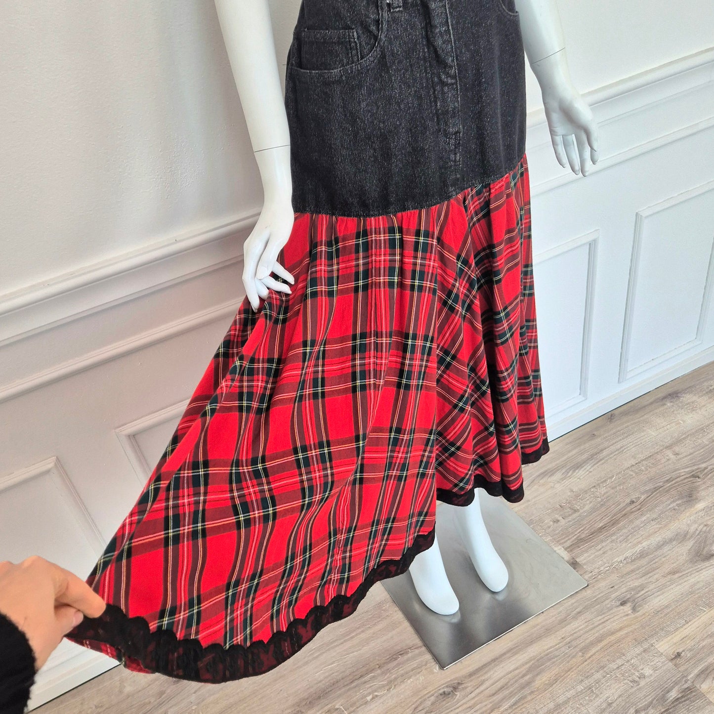 Moschino | Gonna lunga denim e tartan