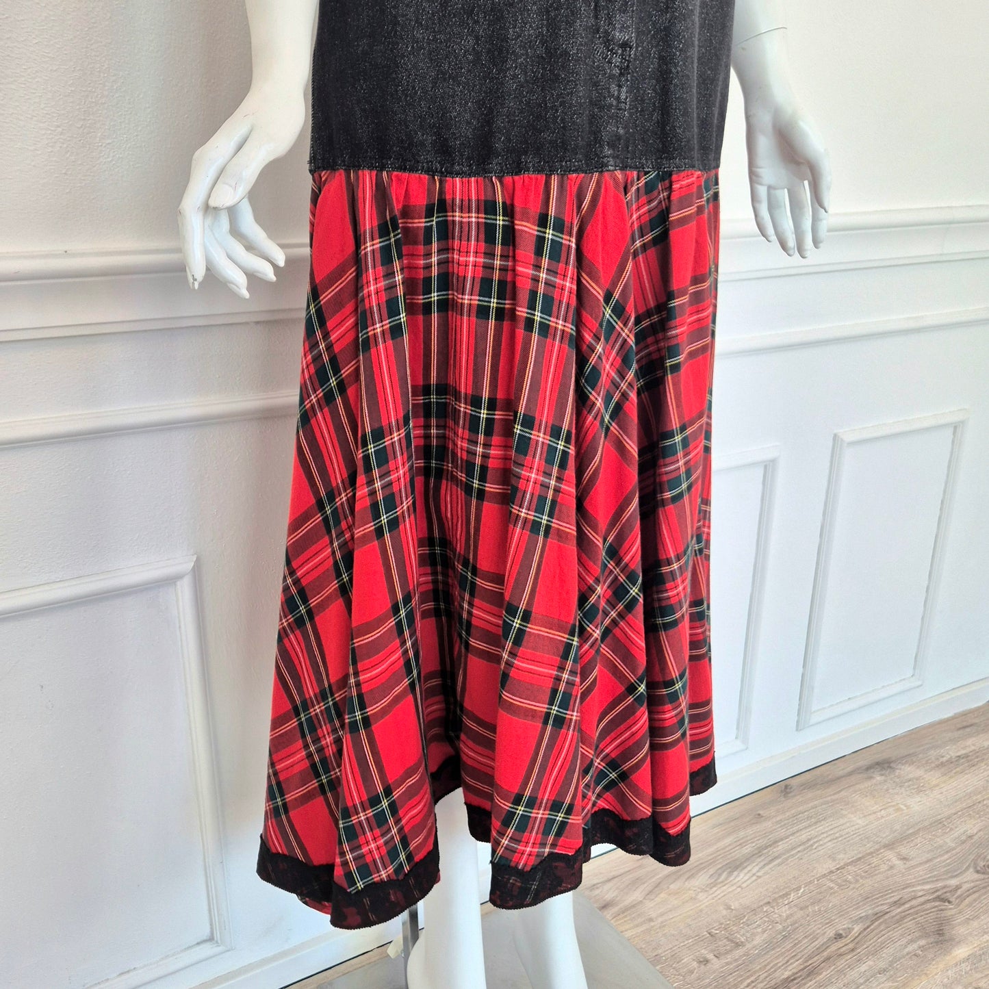 Moschino | Gonna lunga denim e tartan