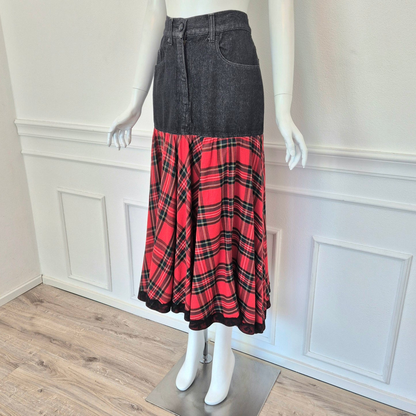 Moschino | Gonna lunga denim e tartan