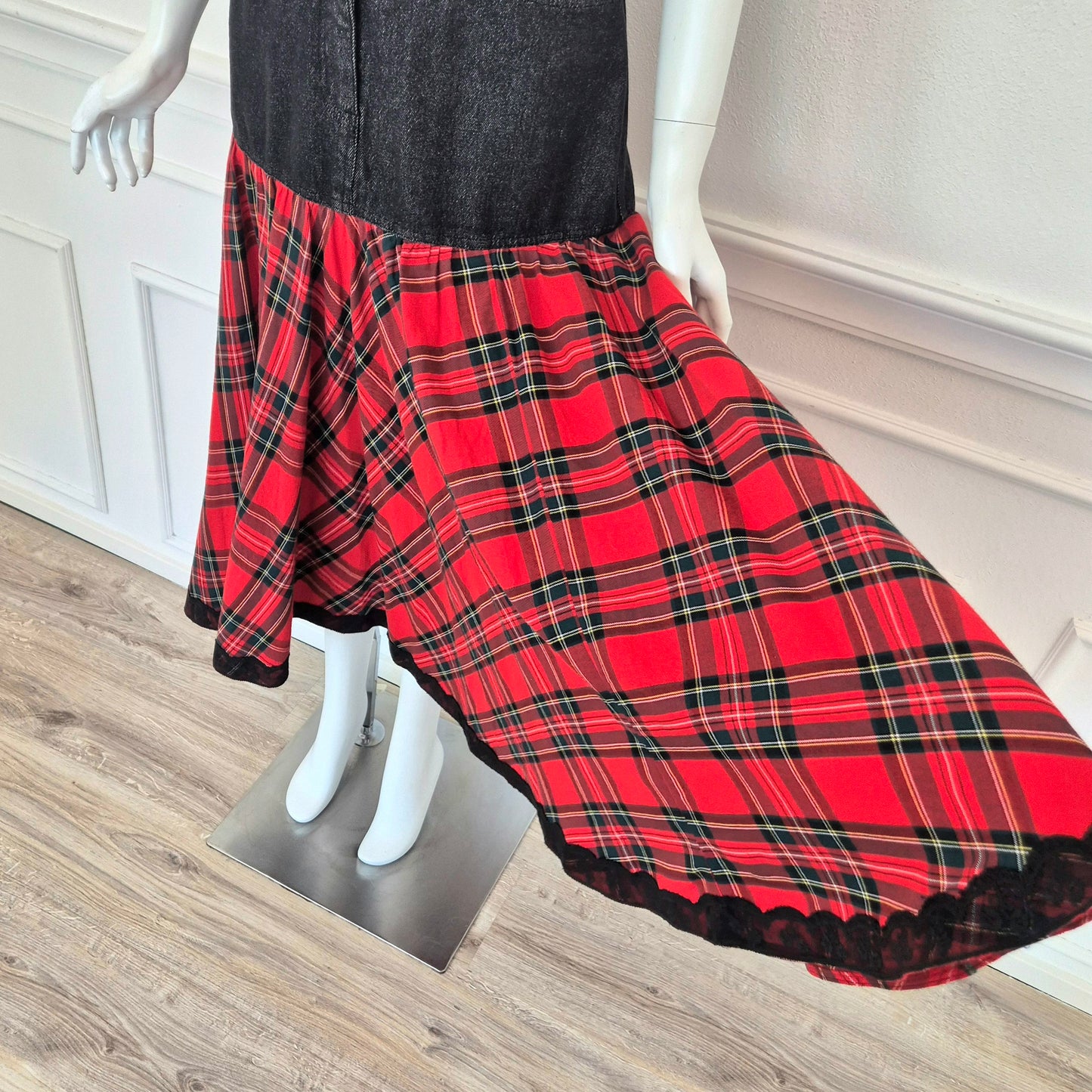 Moschino | Gonna lunga denim e tartan