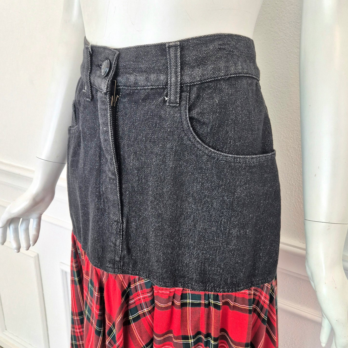 Moschino | Gonna lunga denim e tartan