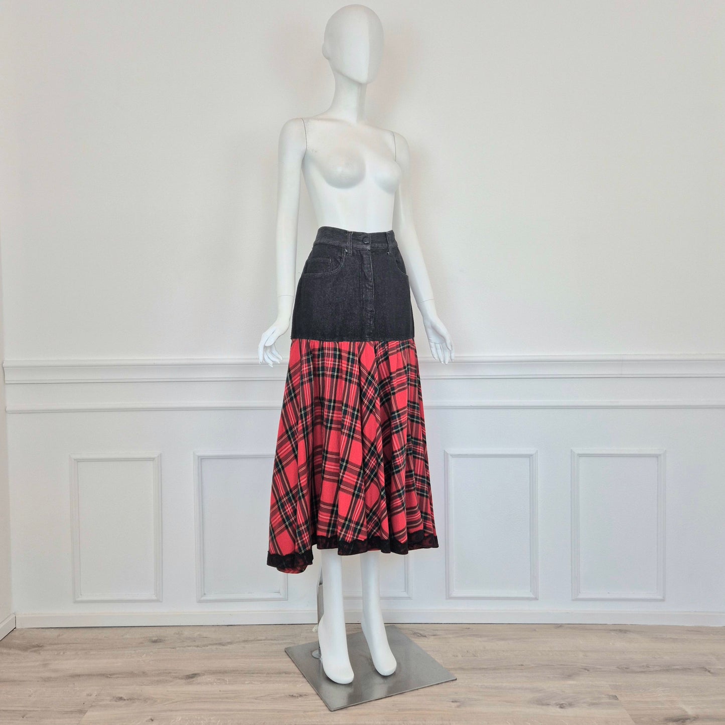 Moschino | Gonna lunga denim e tartan