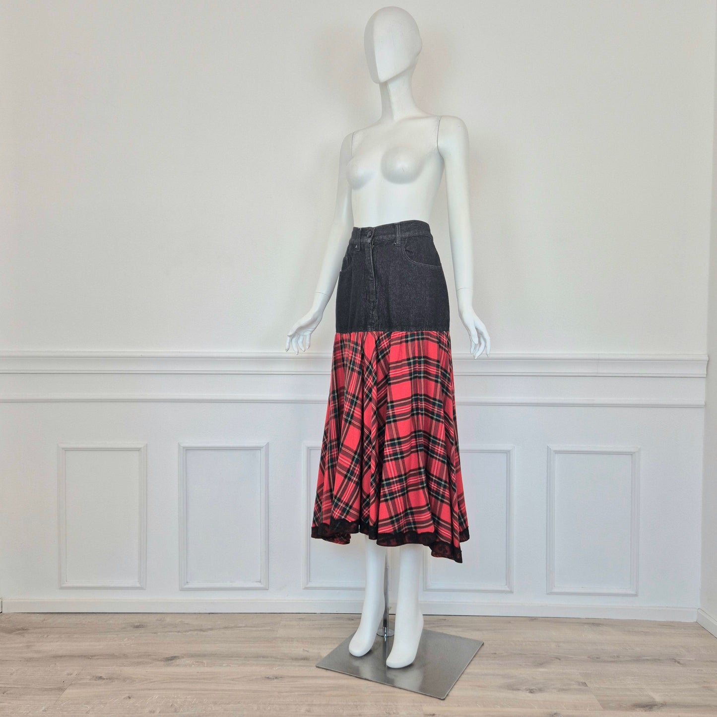 Moschino | Gonna lunga denim e tartan