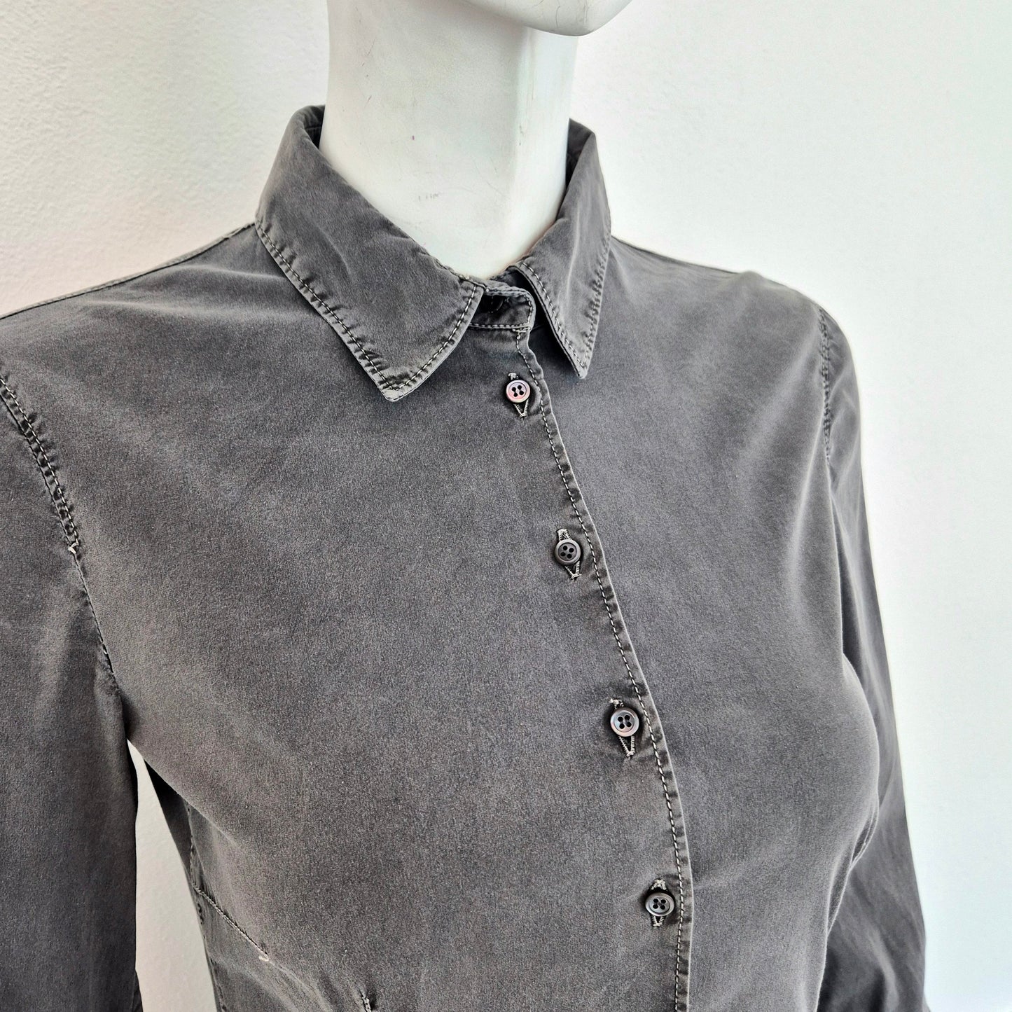 Prada | Abito in cotone grigio con gonna plissettata