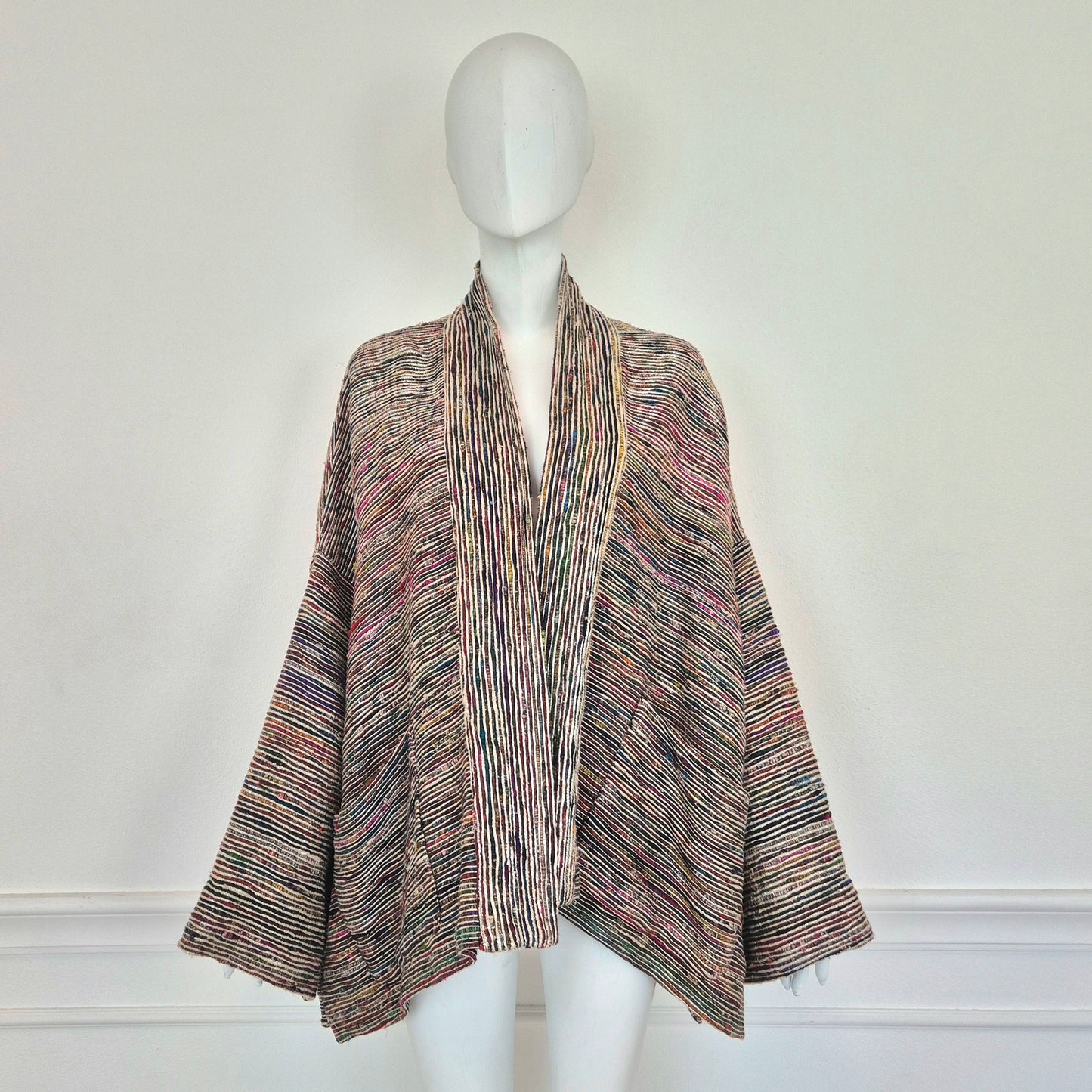 Romeo Gigli | Giacca kimono righe seta e metallo 1993