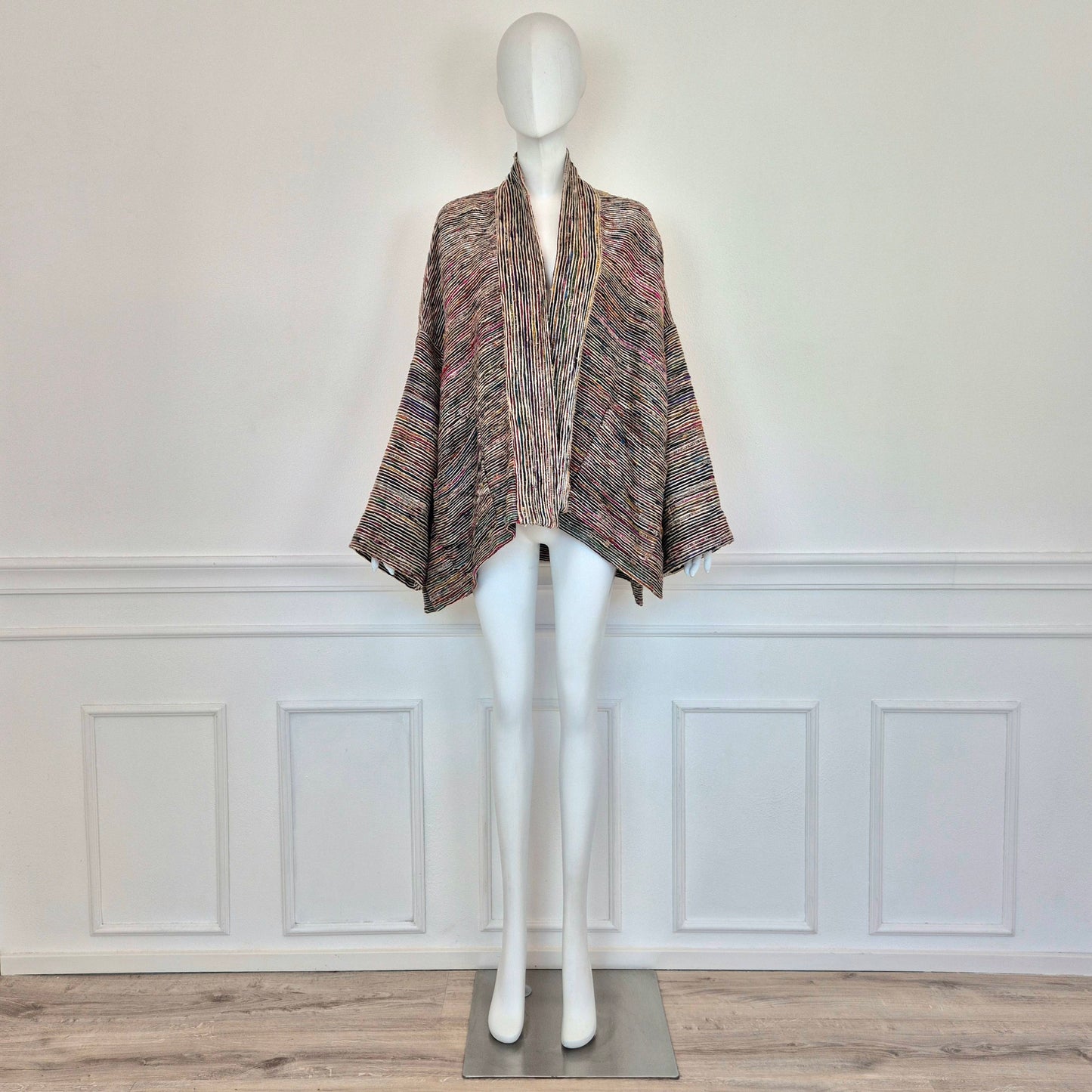 Romeo Gigli | Giacca kimono righe seta e metallo 1993