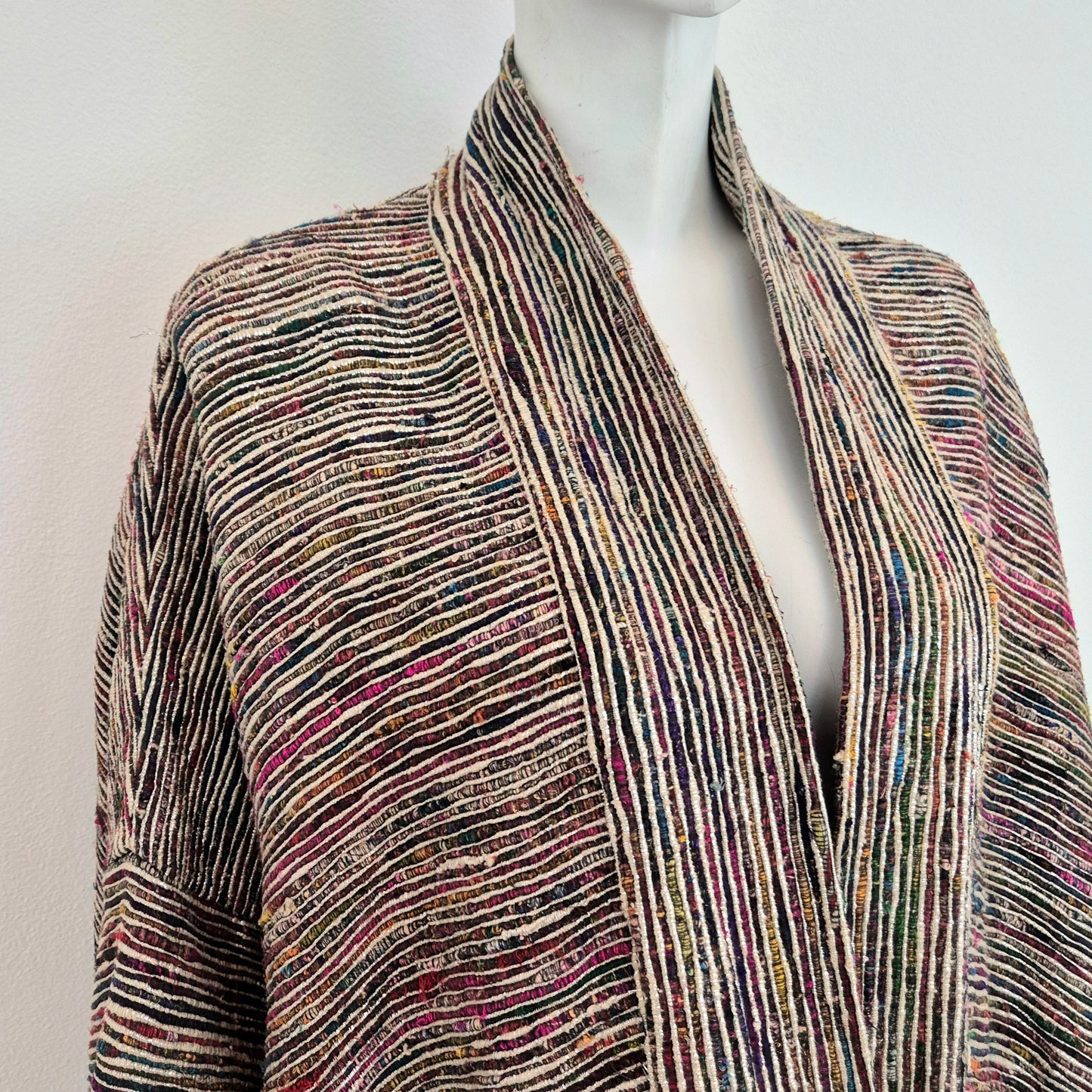 Romeo Gigli | Giacca kimono righe seta e metallo 1993
