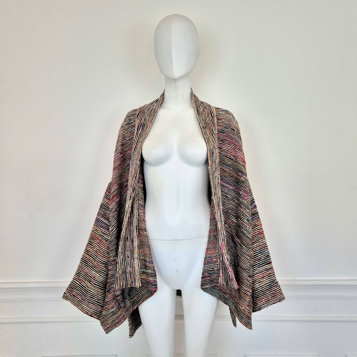 Romeo Gigli | Giacca kimono righe seta e metallo 1993