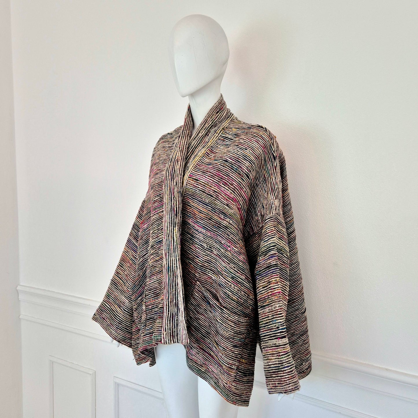 Romeo Gigli | Giacca kimono righe seta e metallo 1993