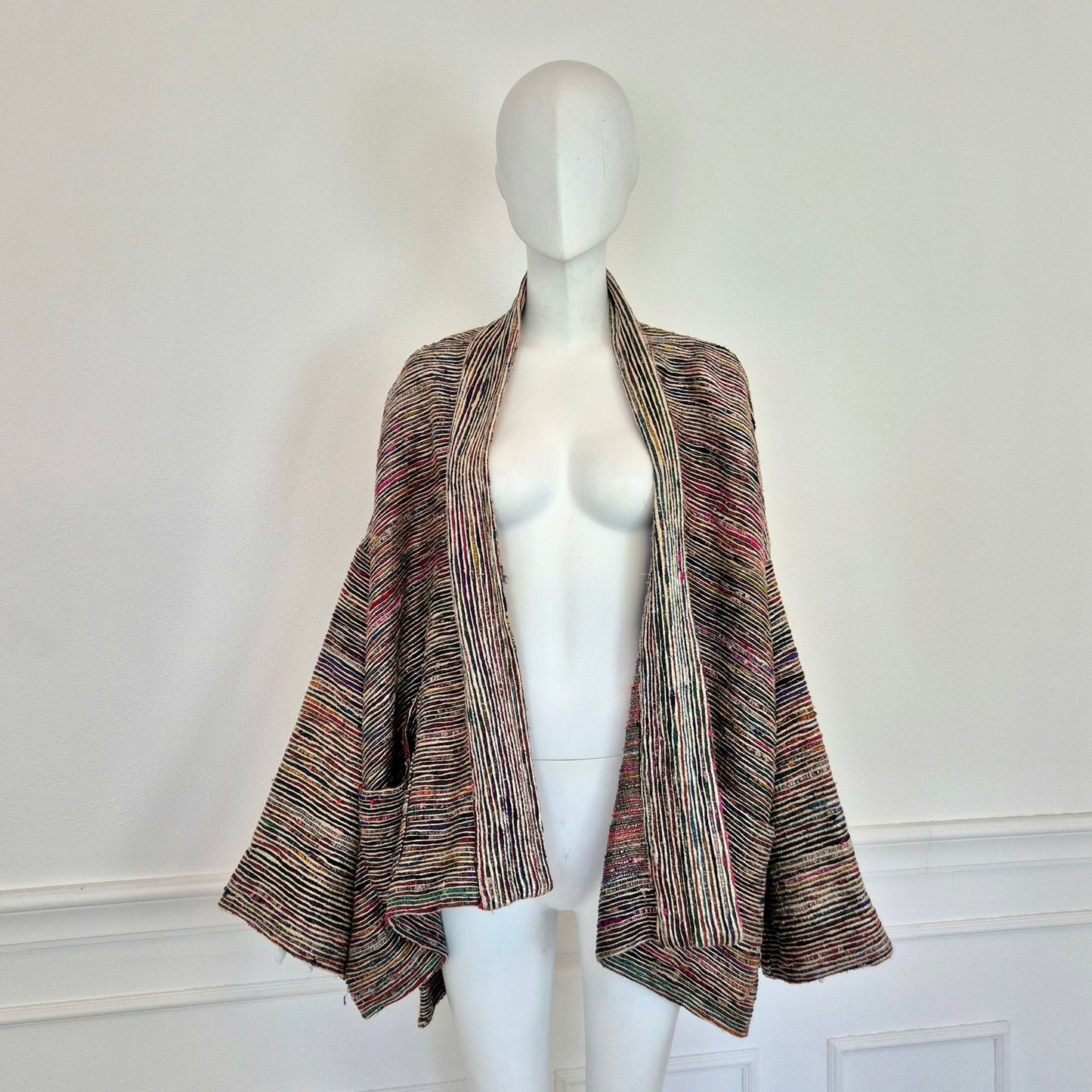Romeo Gigli | Giacca kimono righe seta e metallo 1993