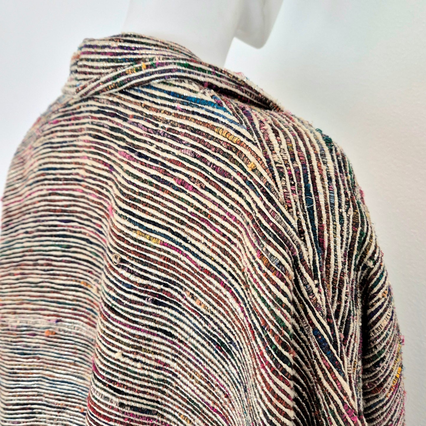 Romeo Gigli | Giacca kimono righe seta e metallo 1993