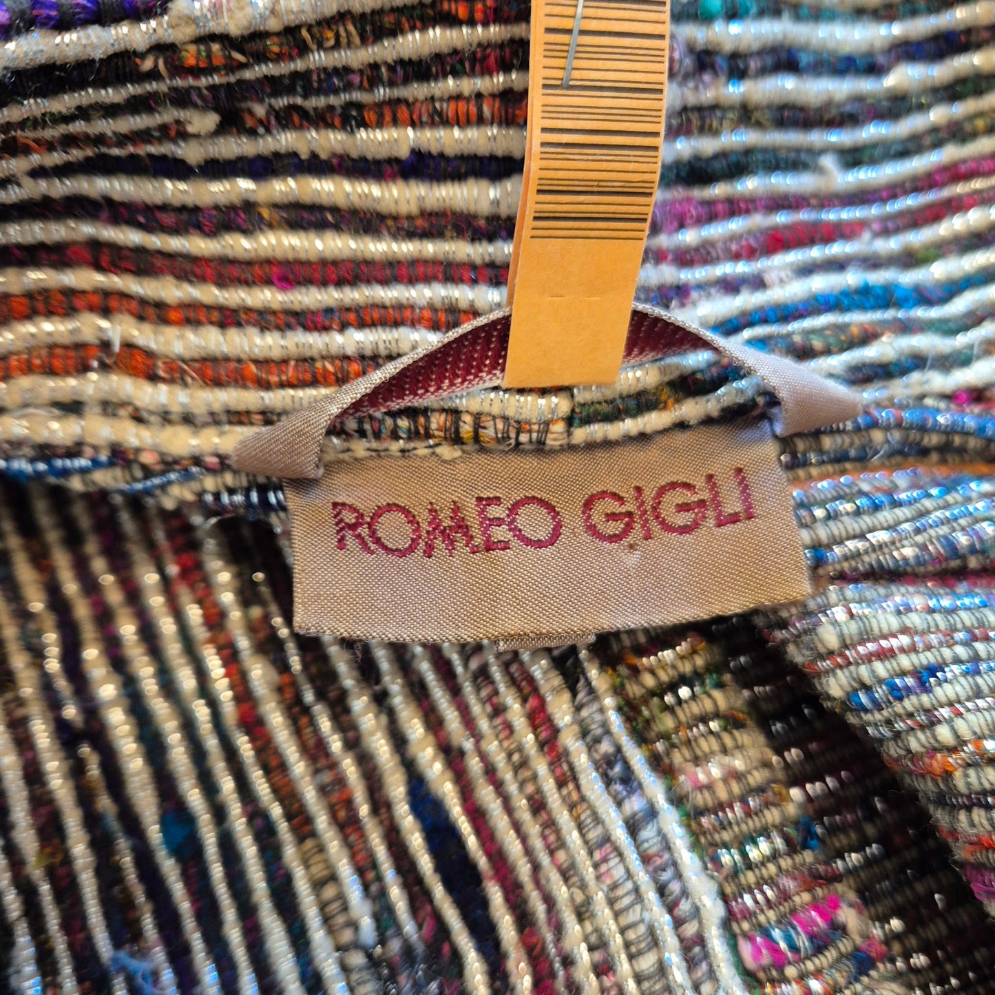 Romeo Gigli | Giacca kimono righe seta e metallo 1993