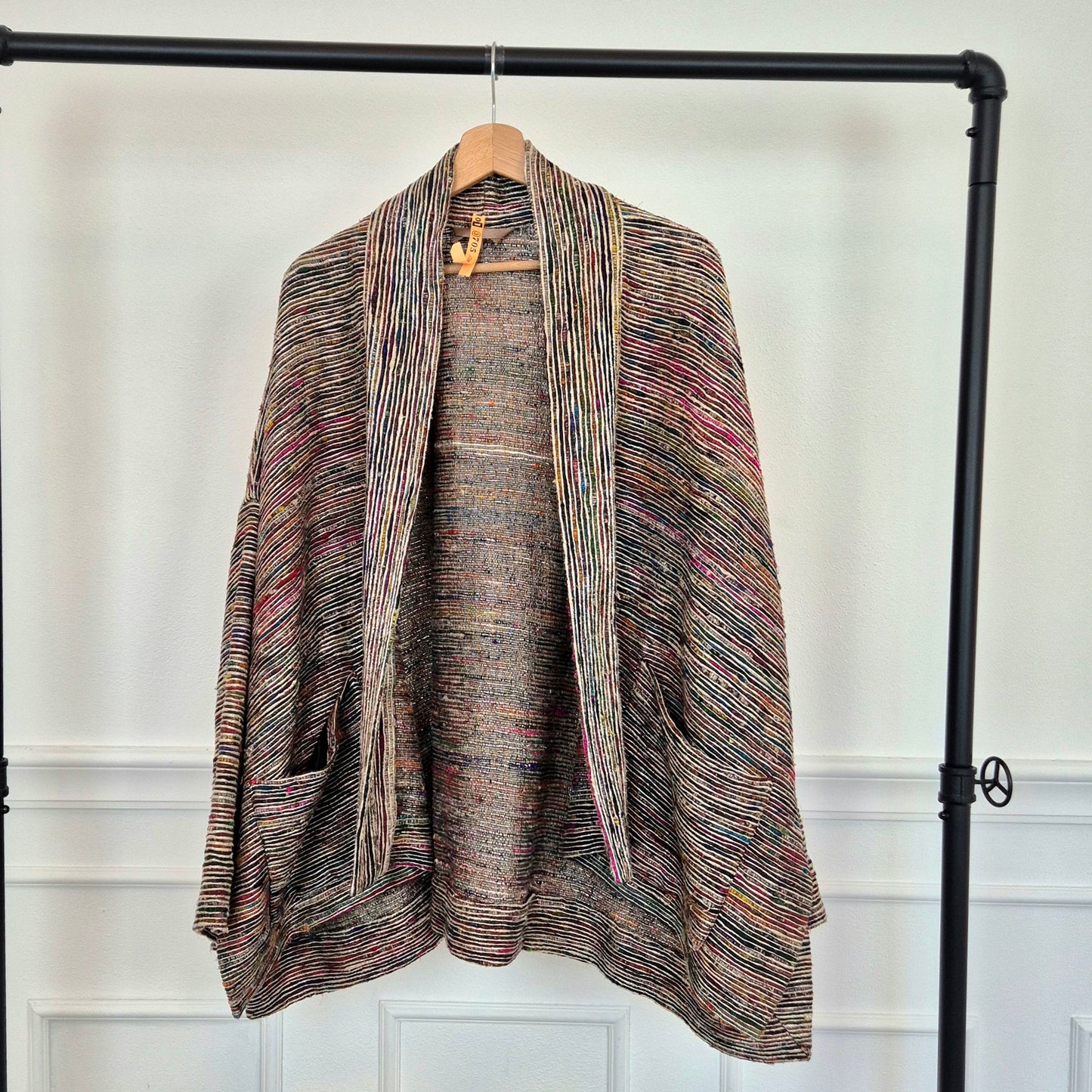Romeo Gigli | Giacca kimono righe seta e metallo 1993
