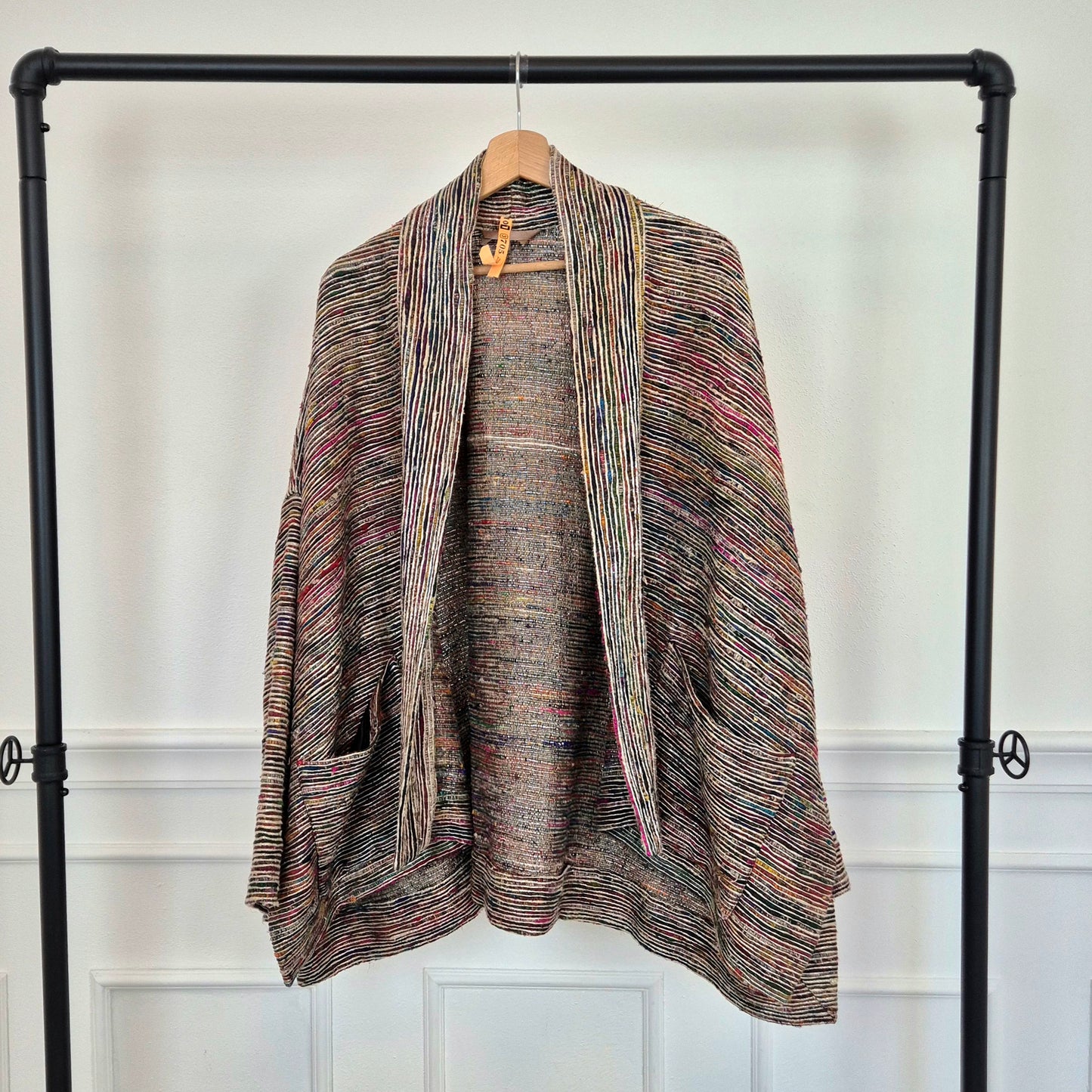 Romeo Gigli | Giacca kimono righe seta e metallo 1993