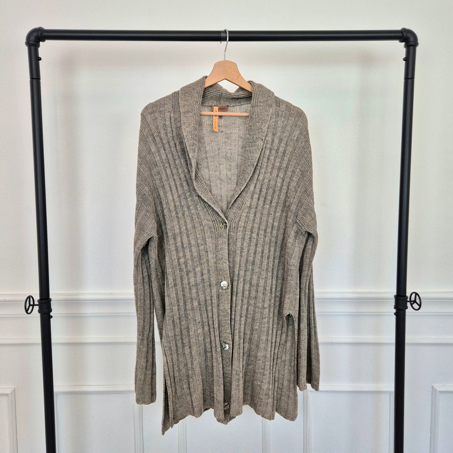 Romeo Gigli | Maxi Cardigan in lino grigio 1995