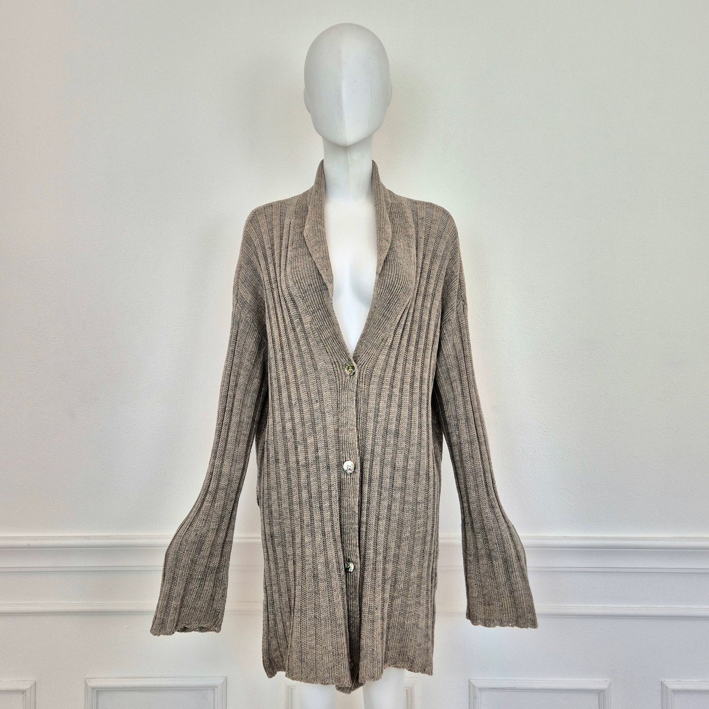 Romeo Gigli | Maxi Cardigan in lino grigio 1995