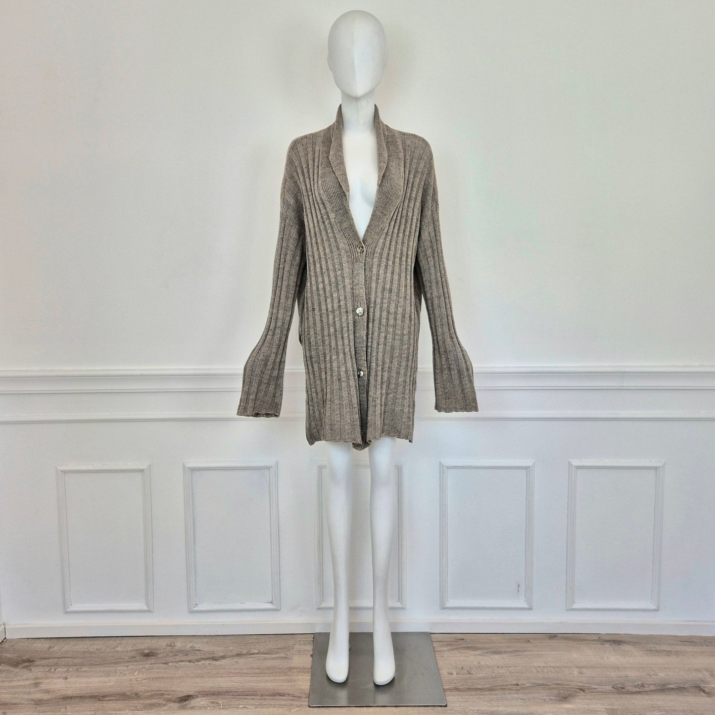 Romeo Gigli | Maxi Cardigan in lino grigio 1995