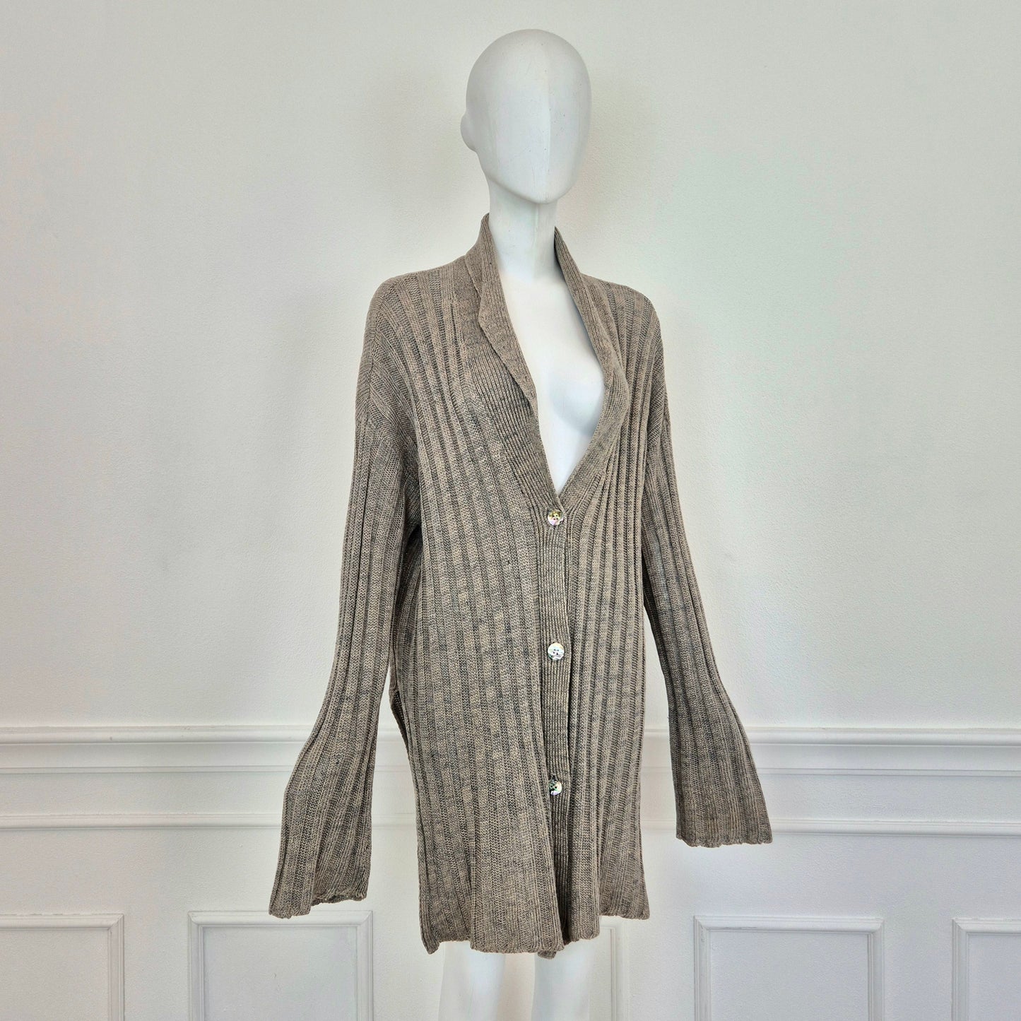 Romeo Gigli | Maxi Cardigan in lino grigio 1995