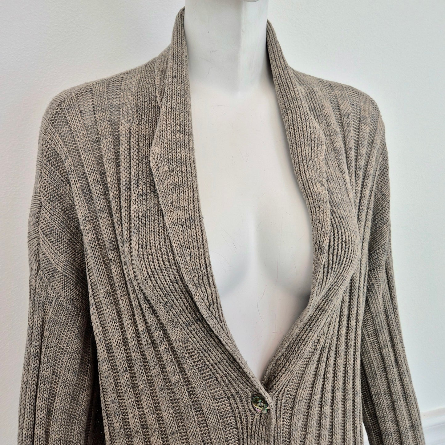 Romeo Gigli | Maxi Cardigan in lino grigio 1995