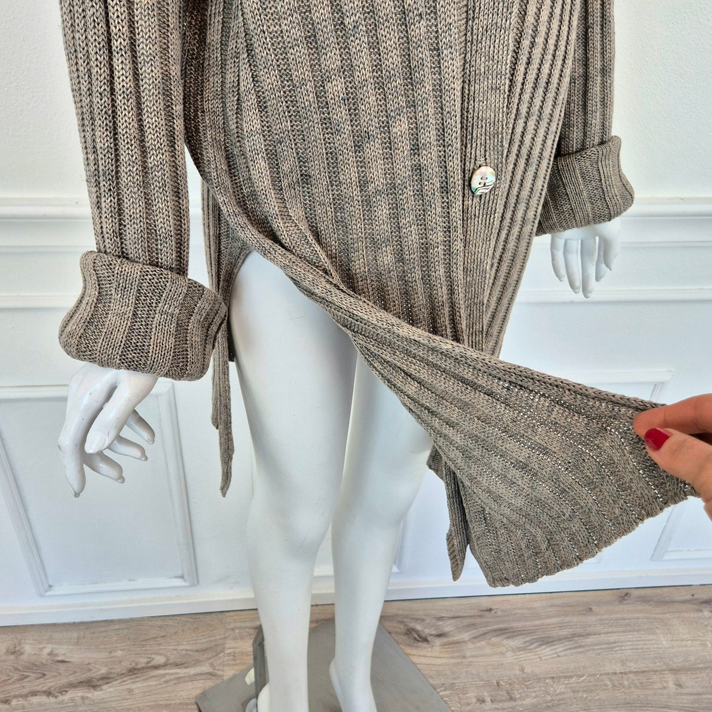 Romeo Gigli | Maxi Cardigan in lino grigio 1995