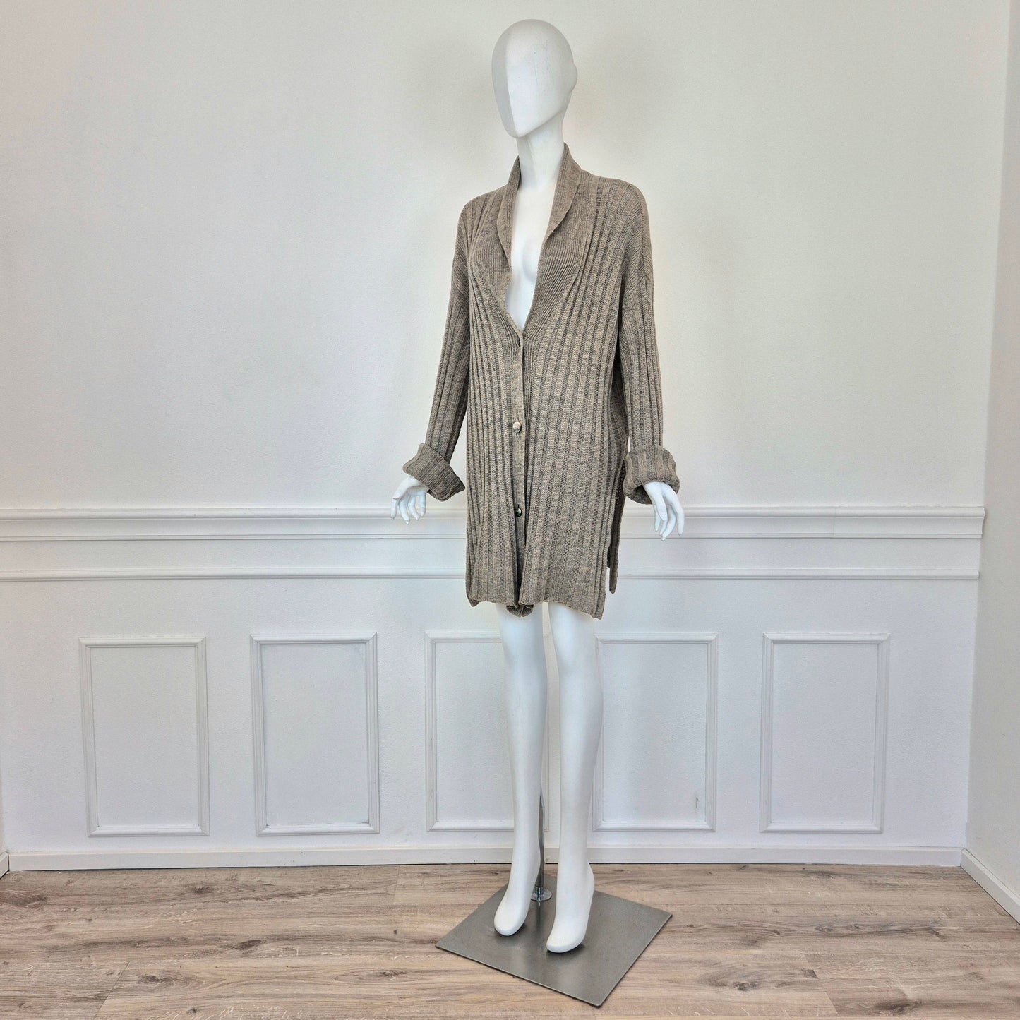 Romeo Gigli | Maxi Cardigan in lino grigio 1995