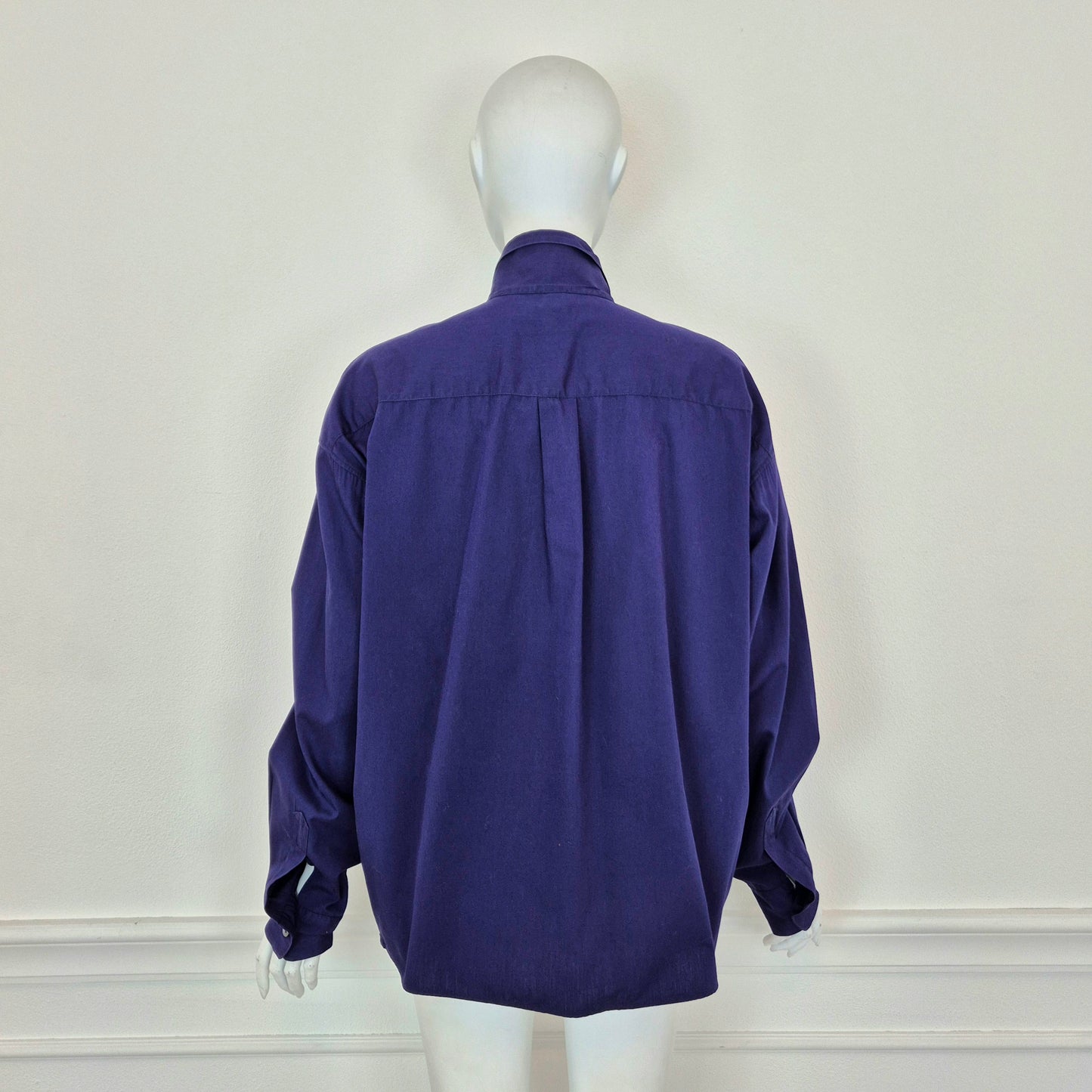 Romeo Gigli | Camicia in cotone indaco con bottoncini sul fondo 1990
