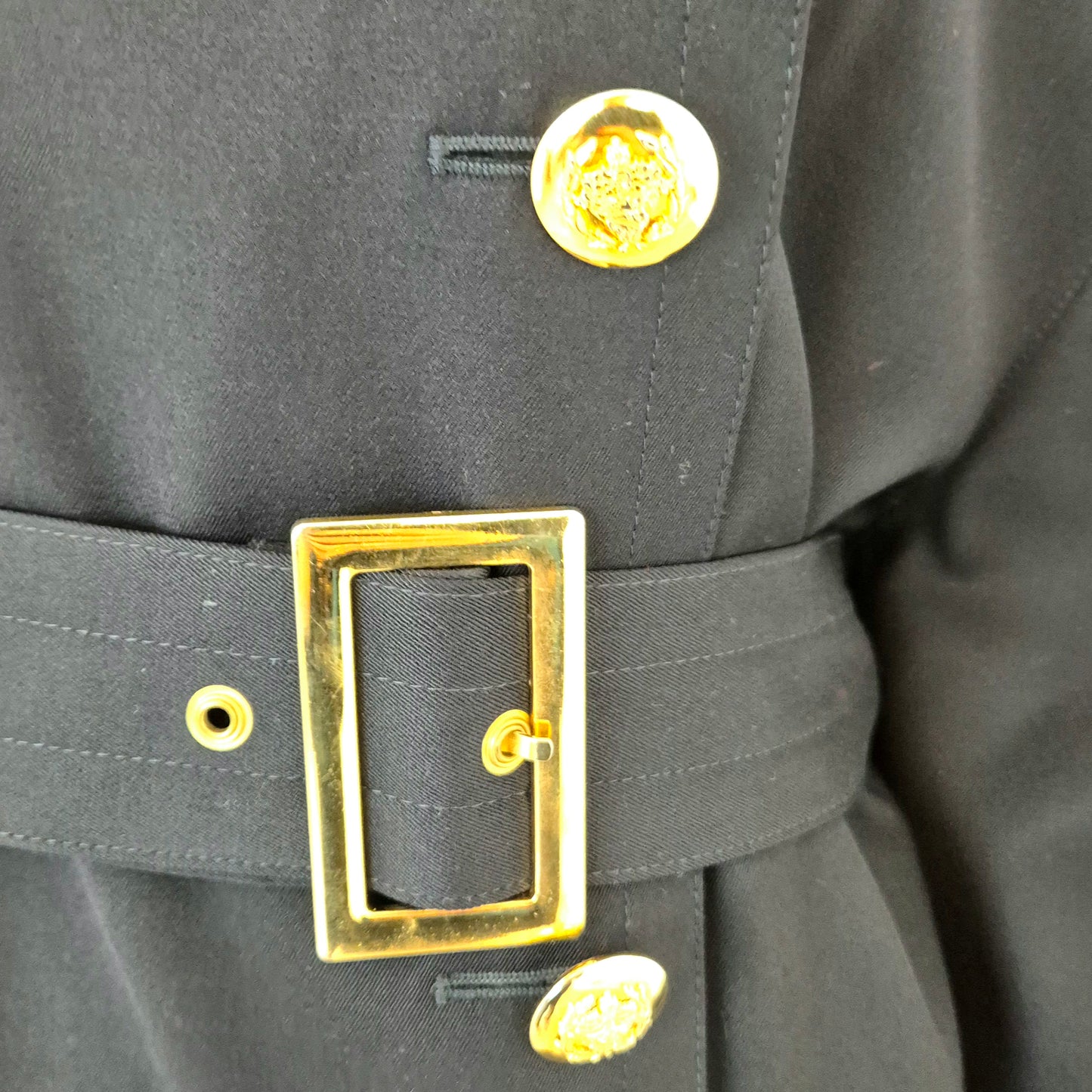 Escada | Trench blu notte con maxi bottoni dorati