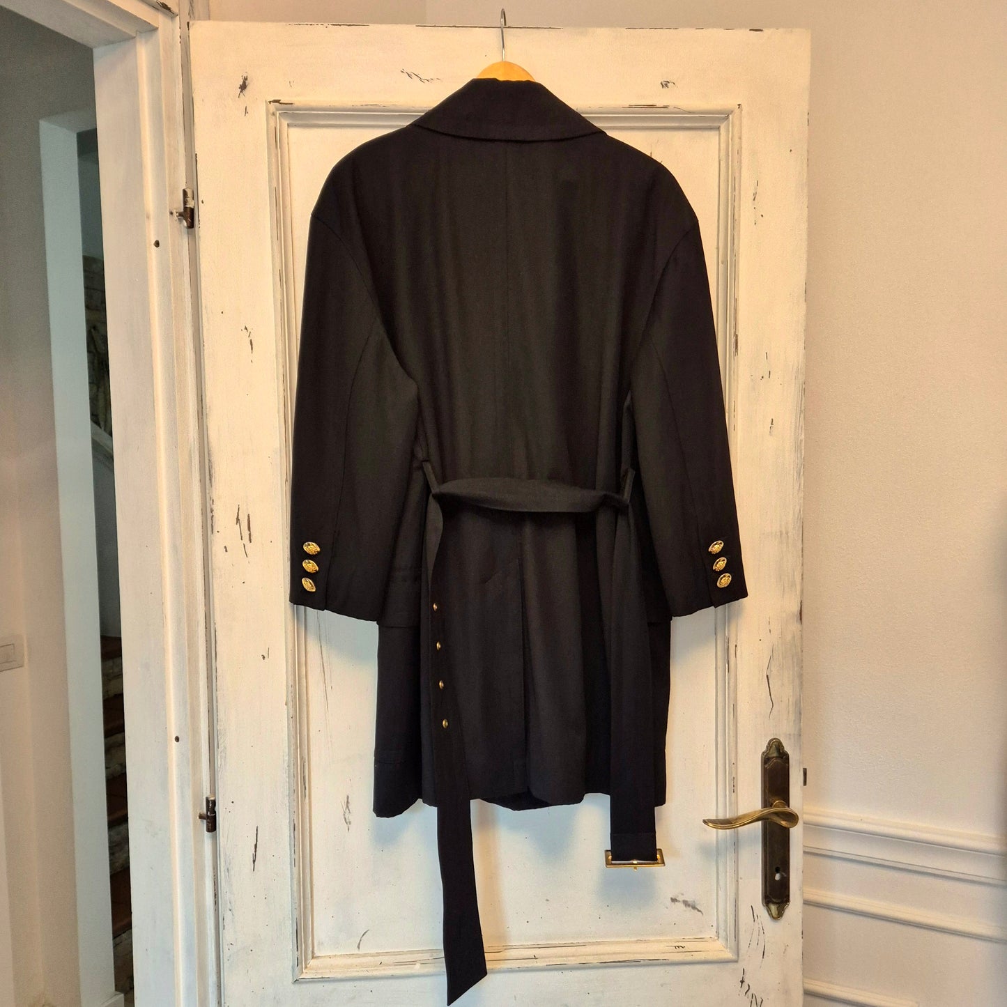 Escada | Trench blu notte con maxi bottoni dorati