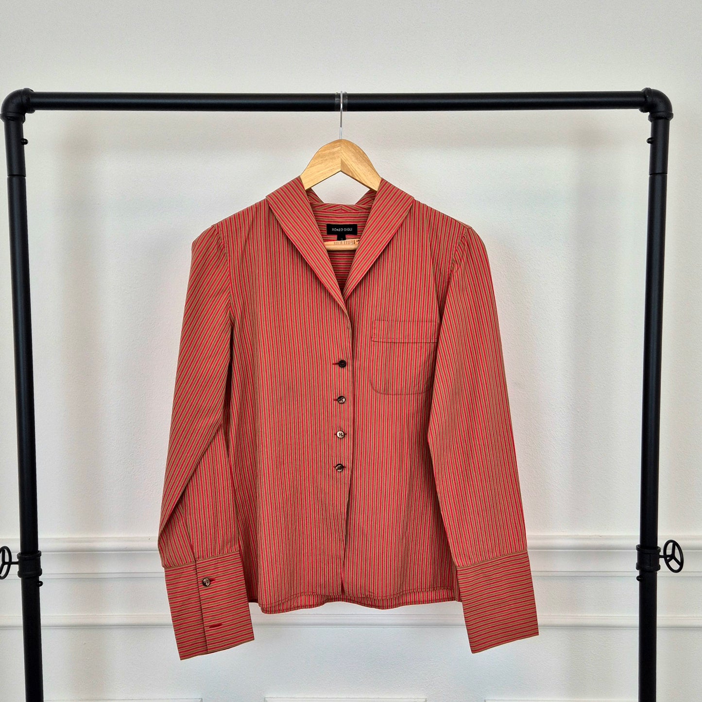 Romeo Gigli | Camicia a righe rosso nocciola 1997
