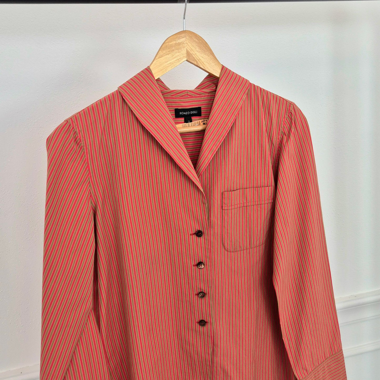 Romeo Gigli | Camicia a righe rosso nocciola 1997