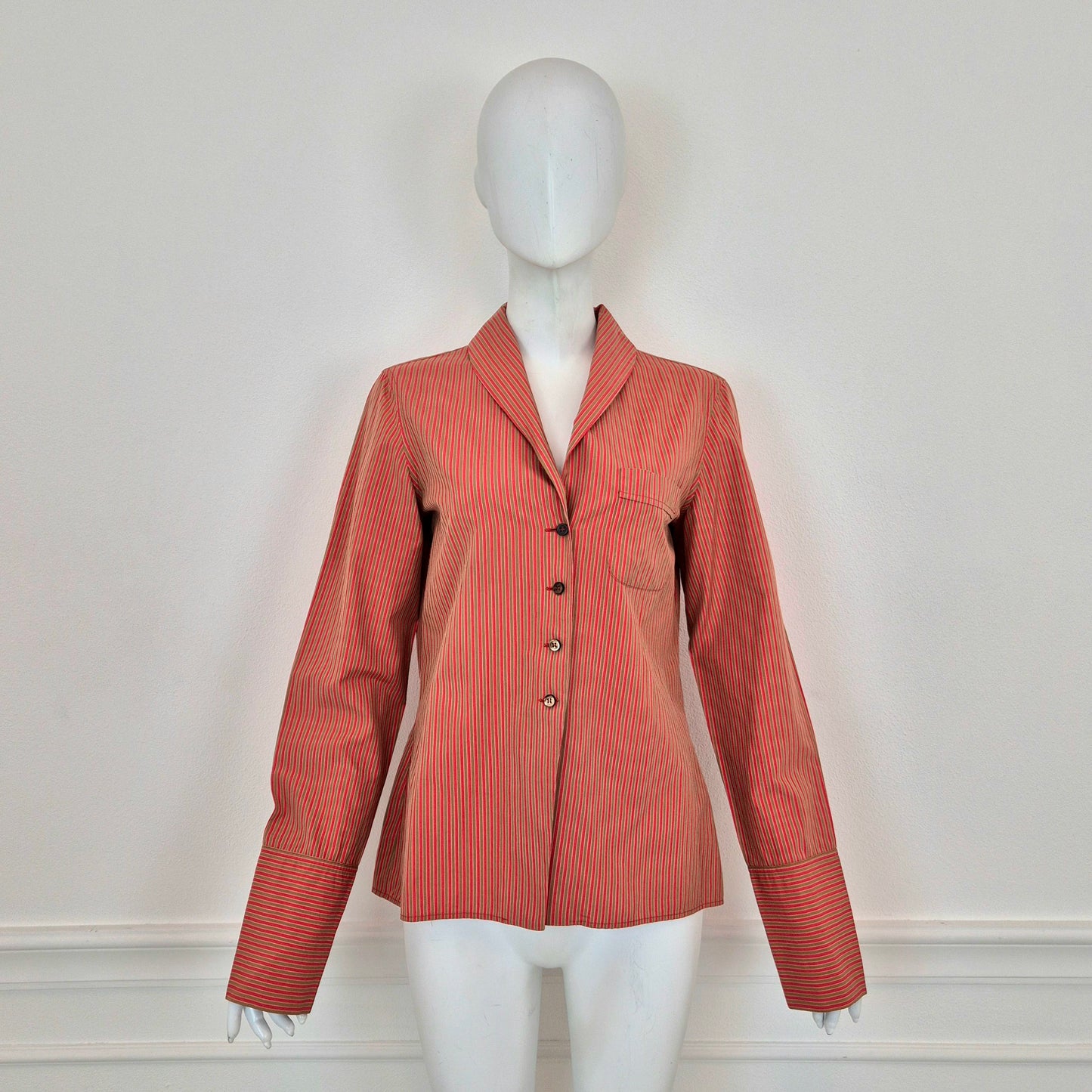 Romeo Gigli | Camicia a righe rosso nocciola 1997