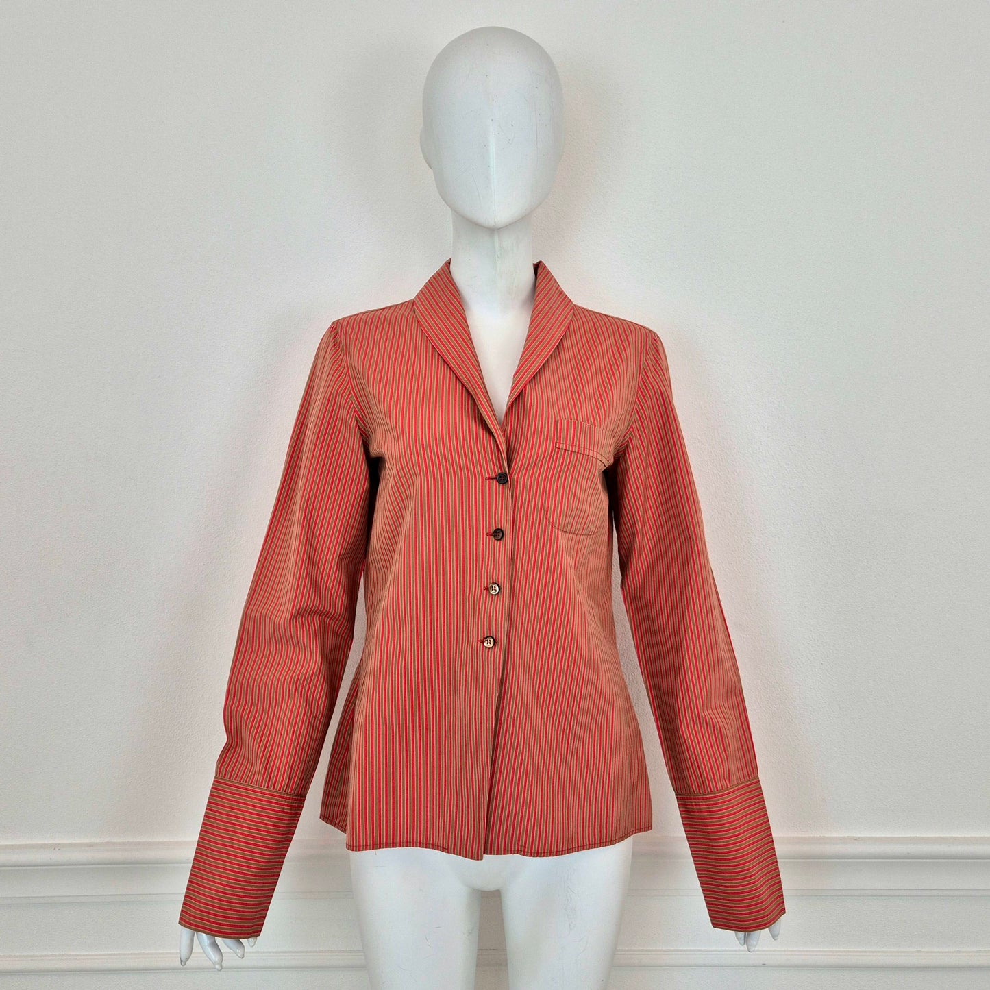 Romeo Gigli | Camicia a righe rosso nocciola 1997