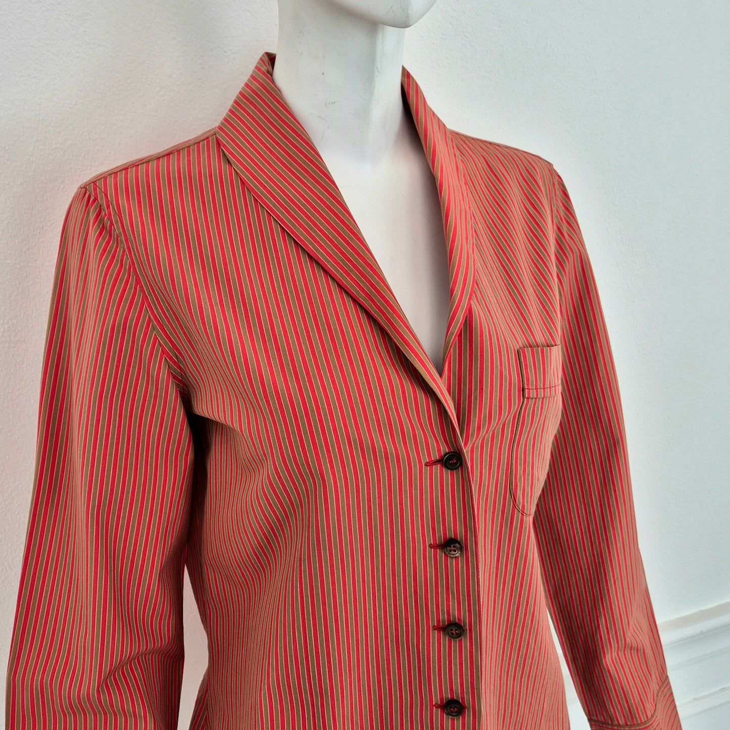 Romeo Gigli | Camicia a righe rosso nocciola 1997