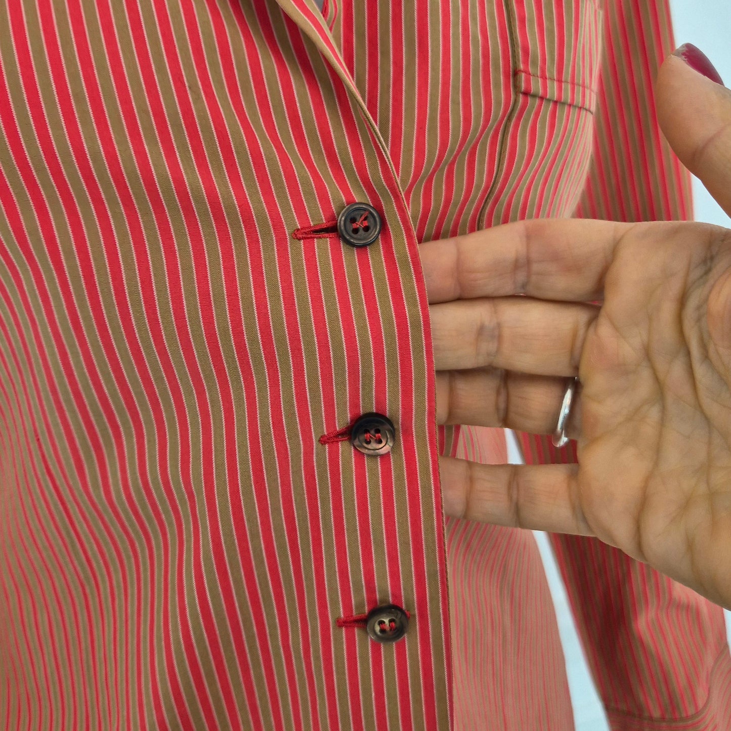 Romeo Gigli | Camicia a righe rosso nocciola 1997