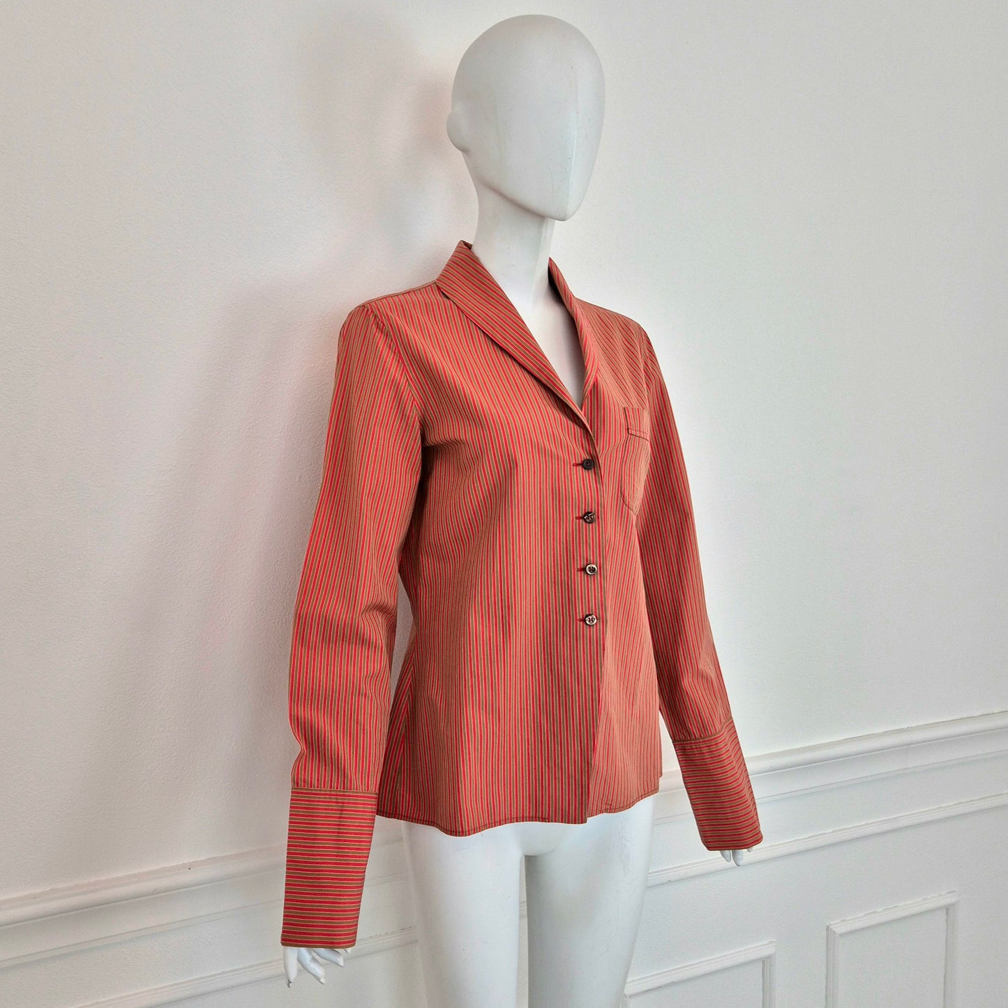 Romeo Gigli | Camicia a righe rosso nocciola 1997