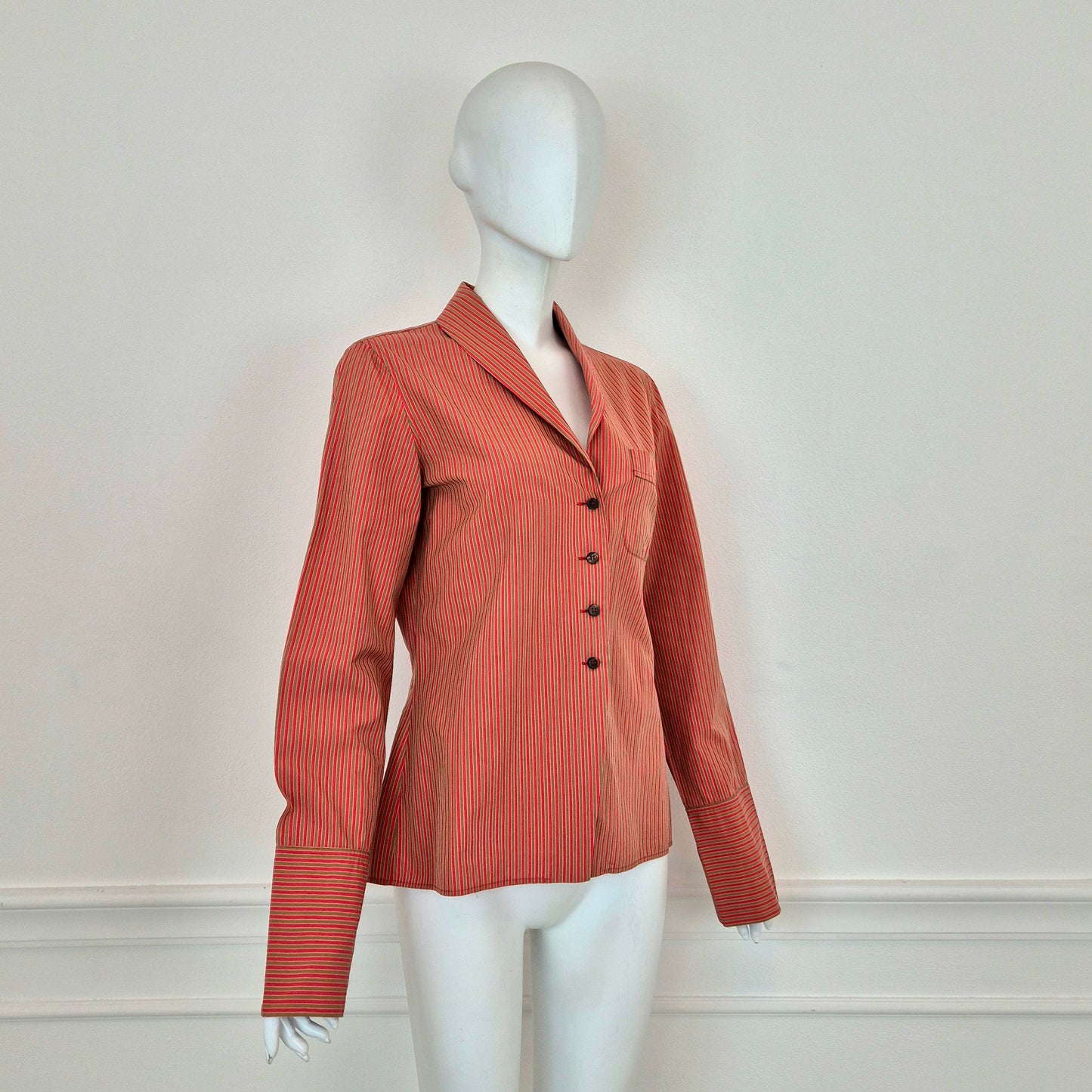 Romeo Gigli | Camicia a righe rosso nocciola 1997